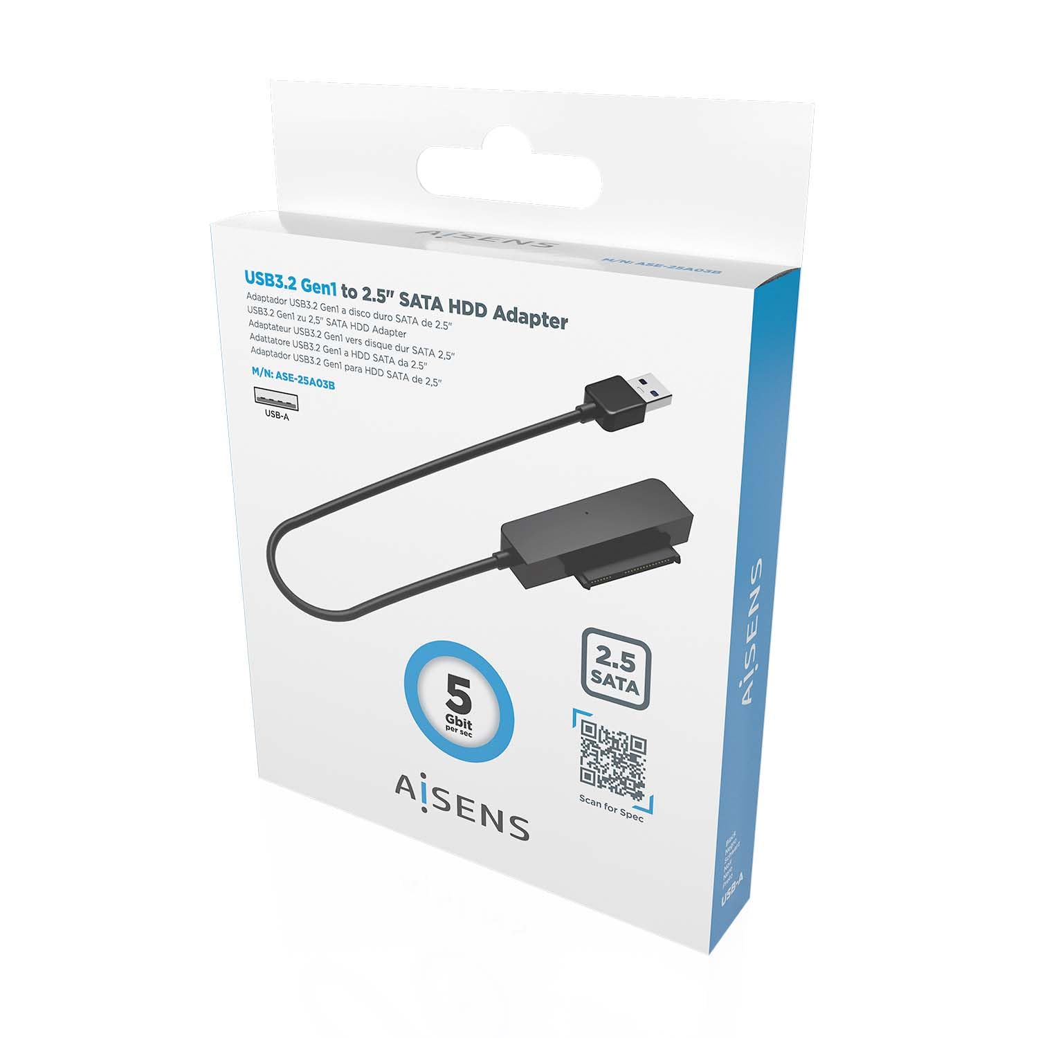 AISENS Adapter SATA na USB-A USB3.0/USB3.1 Gen1 do dysków twardych 2.5?. Czarny