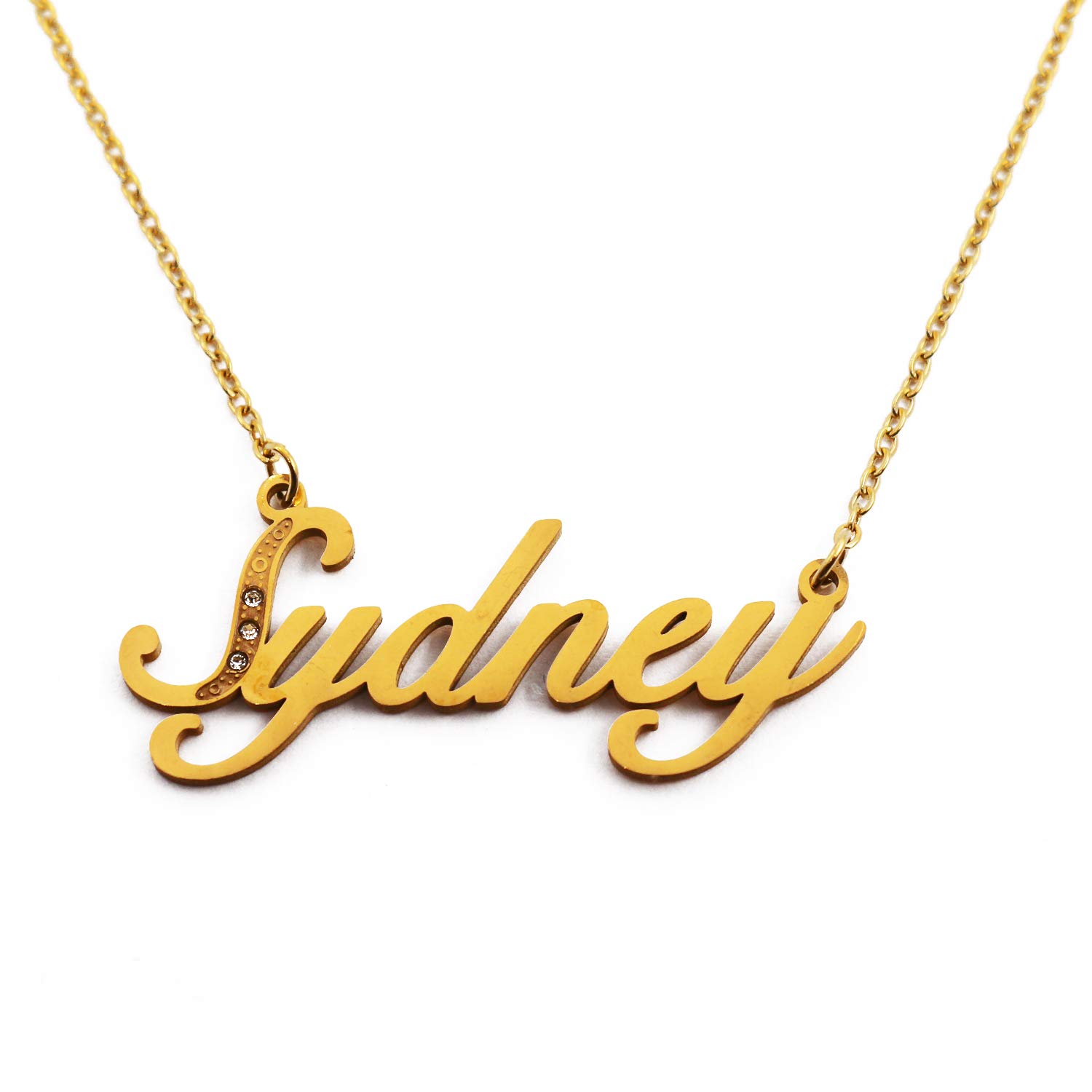 Sydney Name Necklace Personalised Gold Plated Custom Dainty Name Pendants,  Jewellery for Ladies, Girlfriend, Mother, Sister, Friends