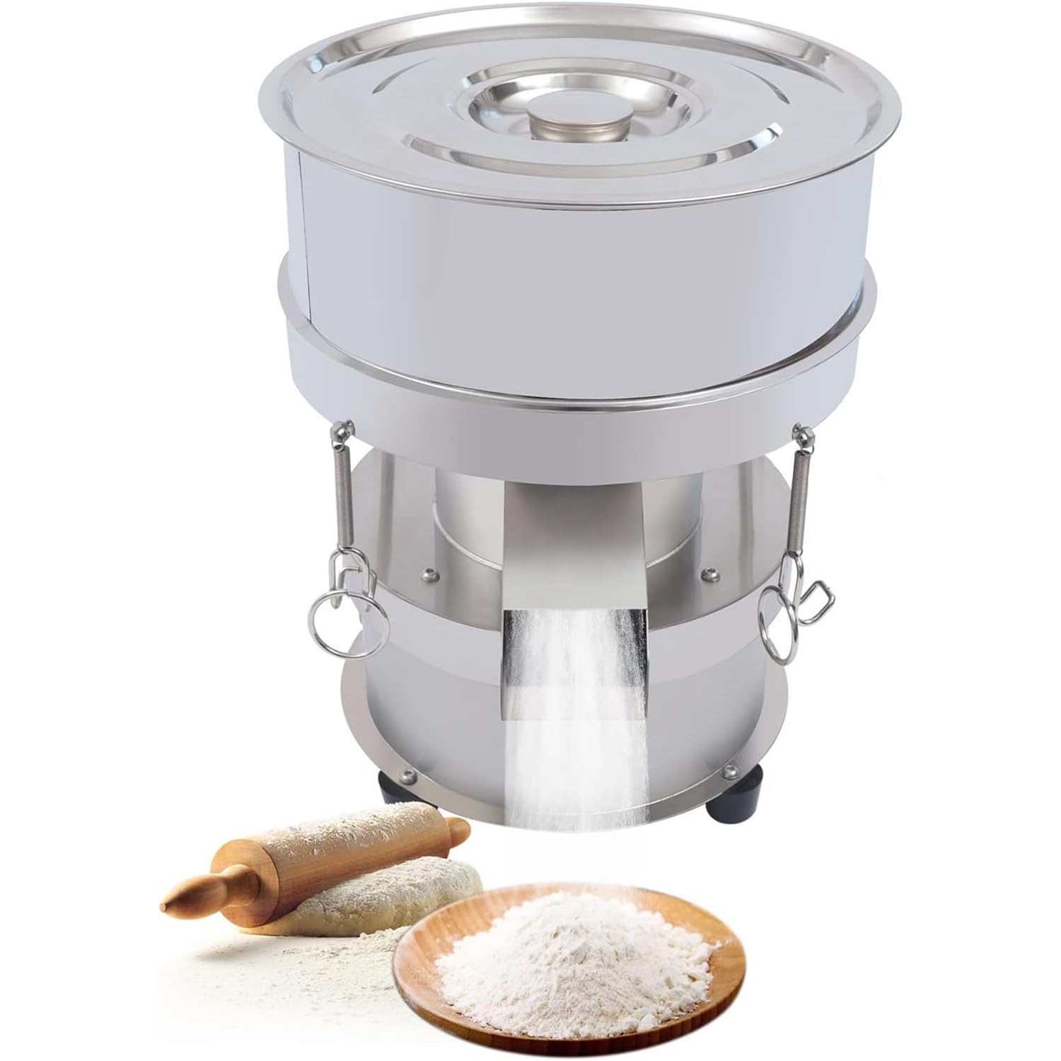 Tamiz de harina eléctrico, máquina agitadora de harina automática de 50 W, máquina tamizadora vibratoria eléctrica, máquina tamizadora de Acero Inoxidable para arroz y partículas,1800Mesh