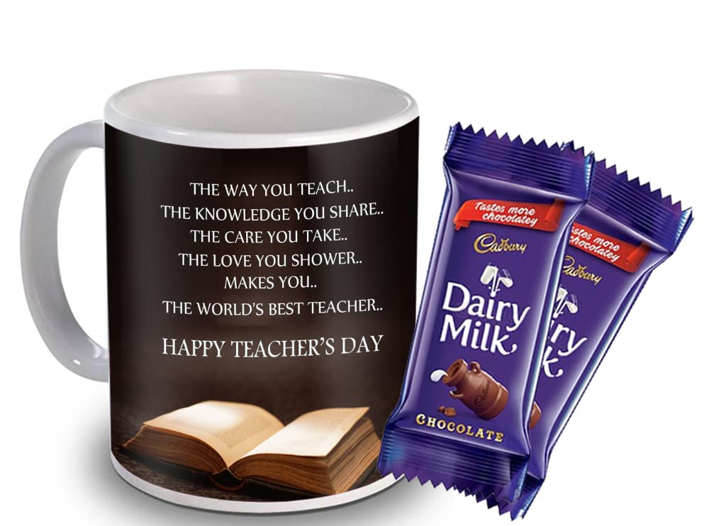 Midiron Best Teachers Day Gifts | Ceramic Mug for Teacher |Teacher Present for Teachers Day | Special Combo for Teachers Day | Gift for Madam, Sir (Mug with Chocolate)