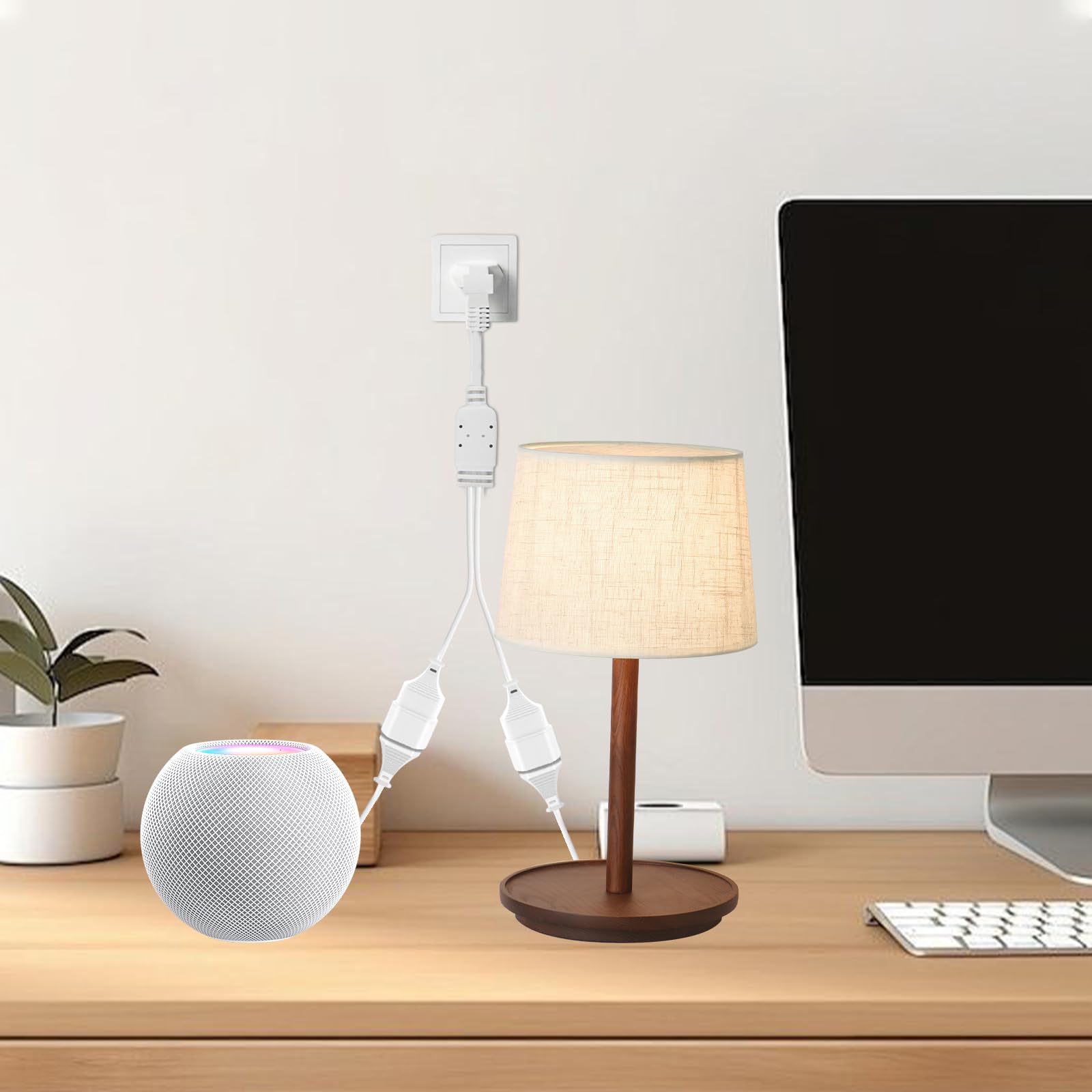 Rallonge Plate 2 en 1 Multiprise Extra Plate 250 V/2.5 A Max Rallonge Prise Fiche Plate 50 CM pour TV Ordinateur Moniteur Beamer Lampe Appareils Ménagers (Blanc)