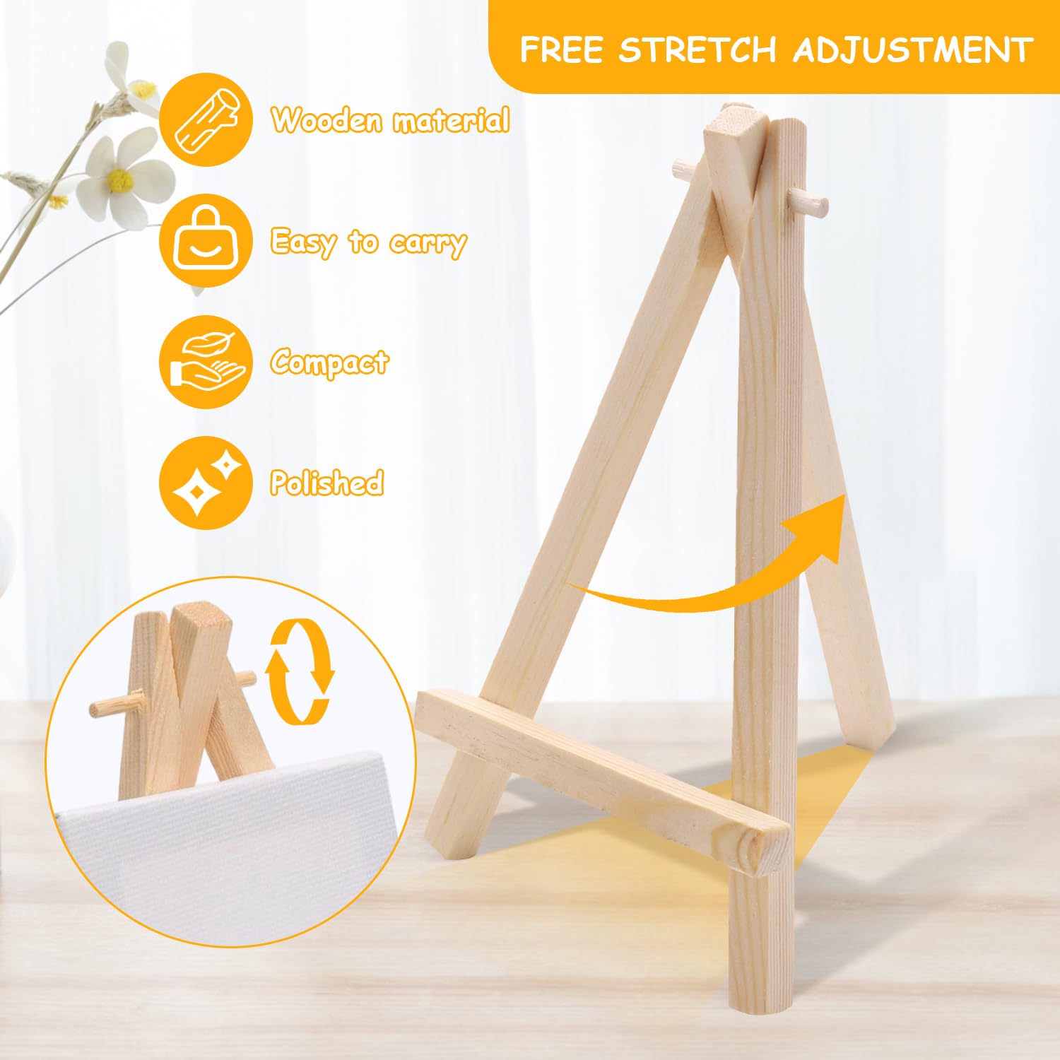 9*16cm Faltbare Mini Staffelei Dreieckige Holz Staffelei Kleins Mit Mini Leinwands Farbe Pinsel 10 St 15*15cm Kleine Leinwand zum Bemalen DIY Malerei Hochzeit Tischdekoration Weihnachten Party (34)