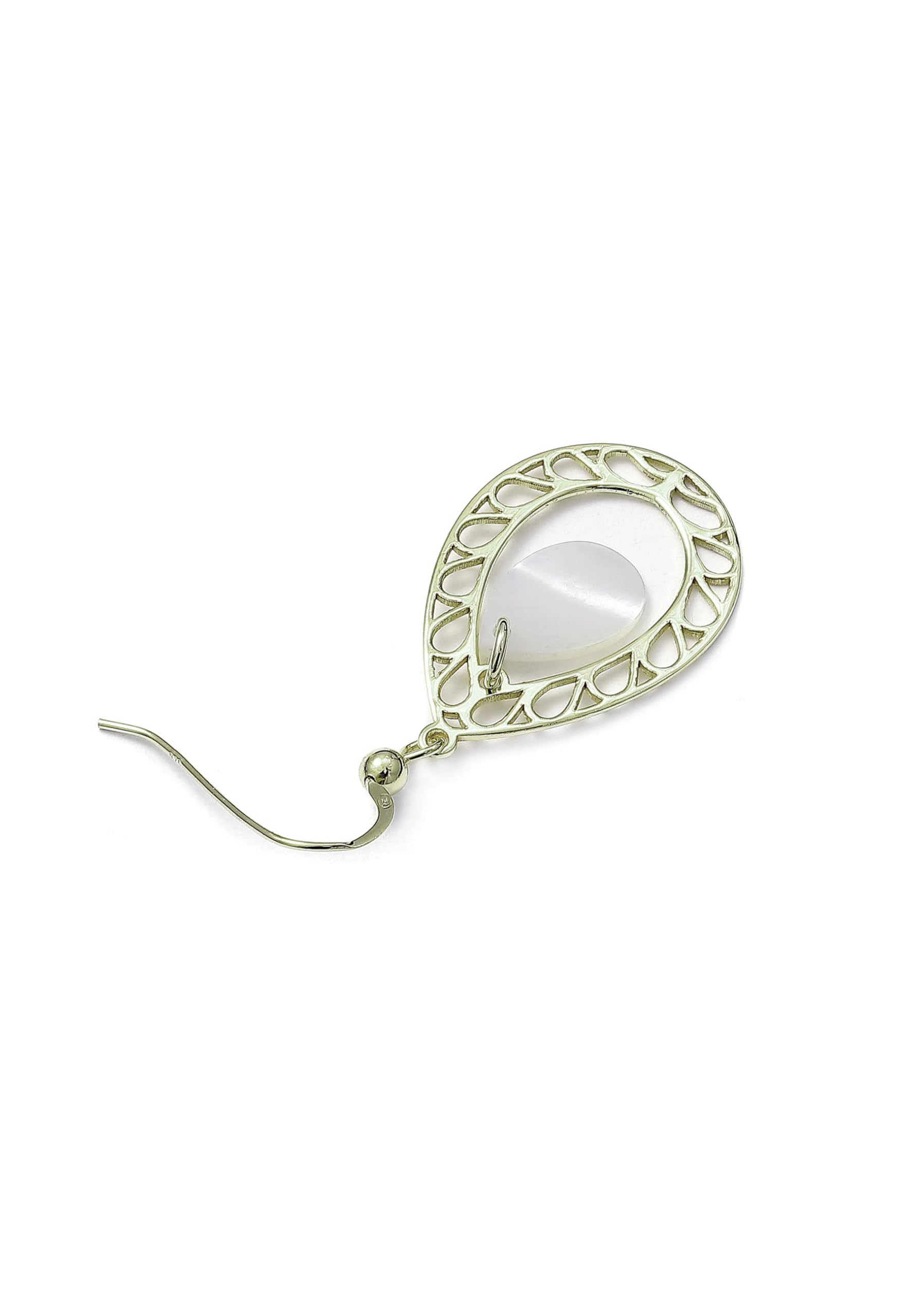 Orecchini in argento con ciondolo a goccia decorati con motivo traforato con madreperla naturale, standardowy, Argento sterling In argento Sterling madreperla, Madreperla