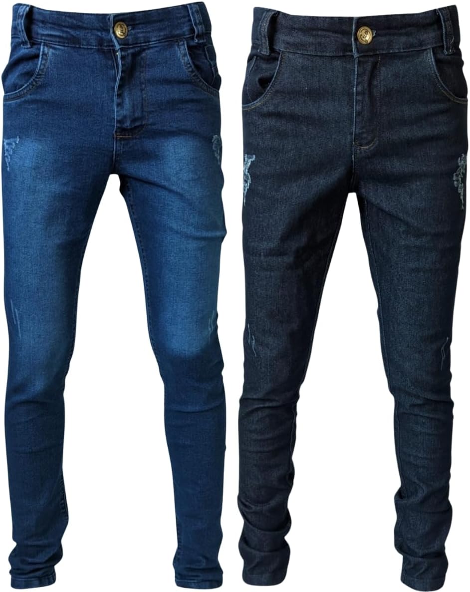 KIT 2 CALÇAS JEANS MASCULINA INFANTIL JUVENIL 4ao16 OCASIÕES ESPECIAIS