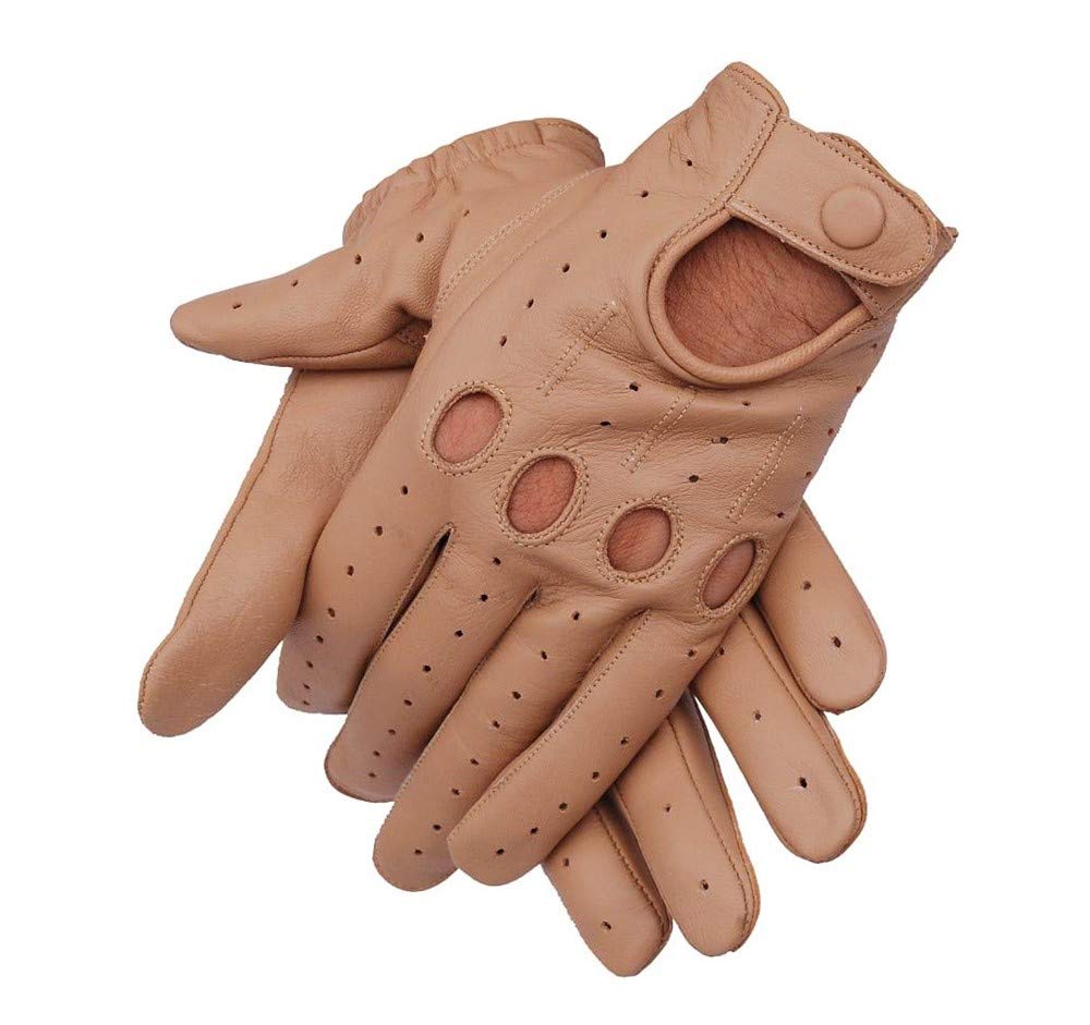 Tan Sheepskin leather driving gloves for men (Large)