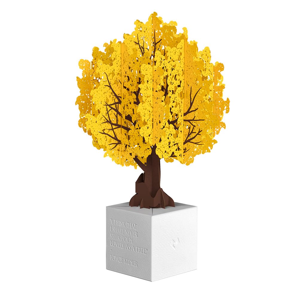 Lovepop Decoración de papel desplegable diaria para ella y él, tarjetas de felicitación 3D para niños, niñas, hombres, mujeres, árbol amarillo gingko, decoración de 12 pulgadas, tarjeta de notas en