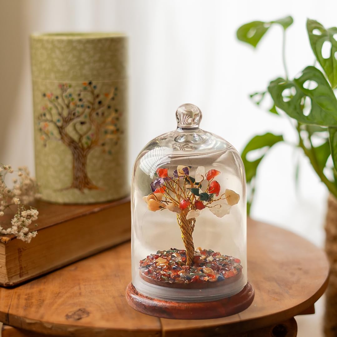 ritualistic dome crystal chakra tree  gemstone bonsai for healing energy balance meditation  spiritual crystal tree of life with natural crystals for positive vibes  perfect for gift amp home dcor