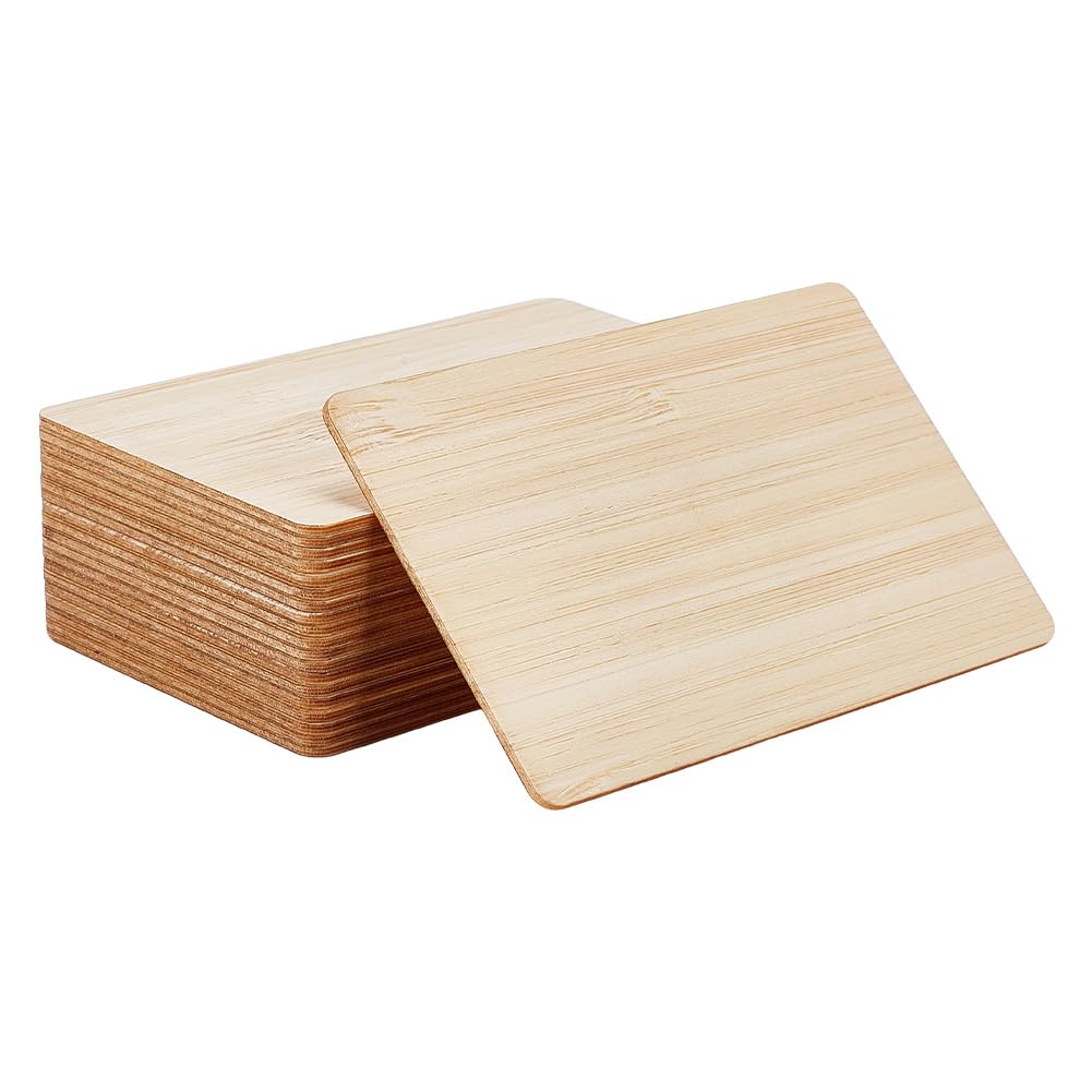OLYCRAFT 20pcs Wooden NFC Cards Wheat Color NFC Wooden Card Assortment 85x54mm NFC Bamboo Wood Card Assortment Digital Contact Cards with NTAG213 Chip for Professional Networking Professional