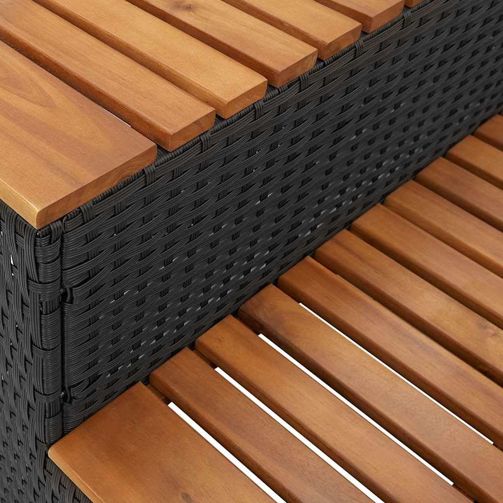 Gecheer Bordo per Vasca Idromassaggio Nero Polyrattan&Massello Acacia,Bordo,per Vasca,da Spa,Bordo per Vasca Idromassaggio da Giardino per Esterno,Bordo Spa,Bordo Piscina Mobili da Giardino,P4103940