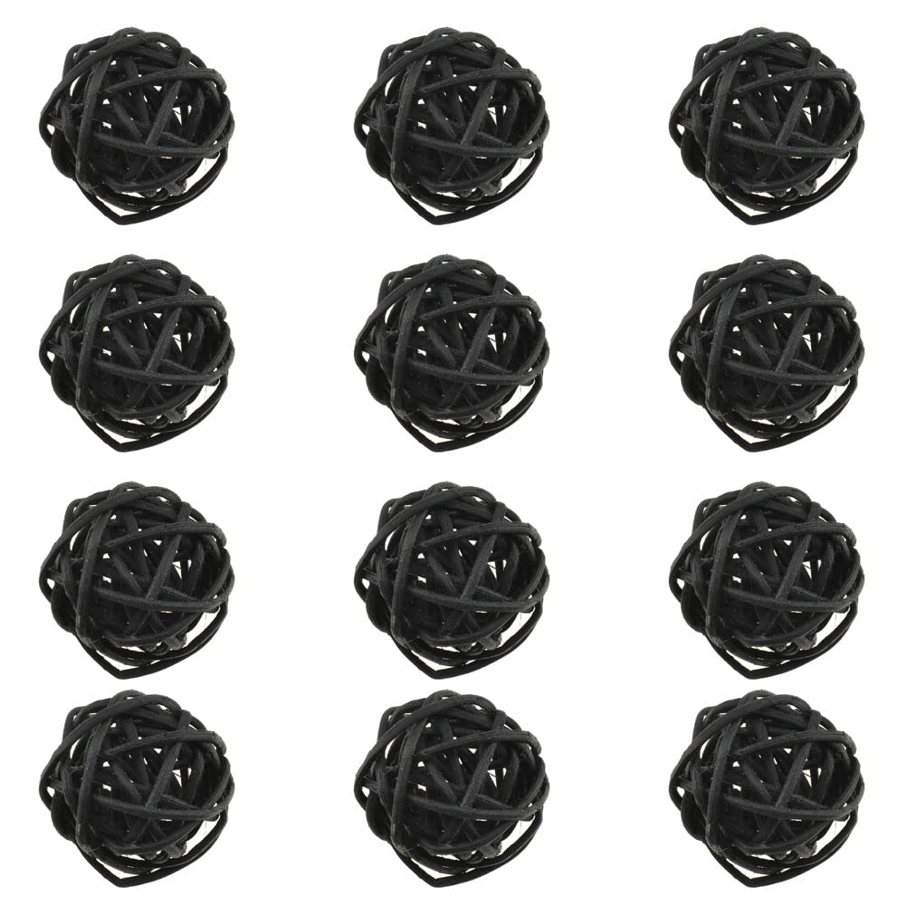HAHIYO 40mm Diameter Wicker Rattan Balls Well Constructed Remained Tight Gorgeous Color Tone Fill Space Add Visual Interest Black 12 PCS for Vase Bowl