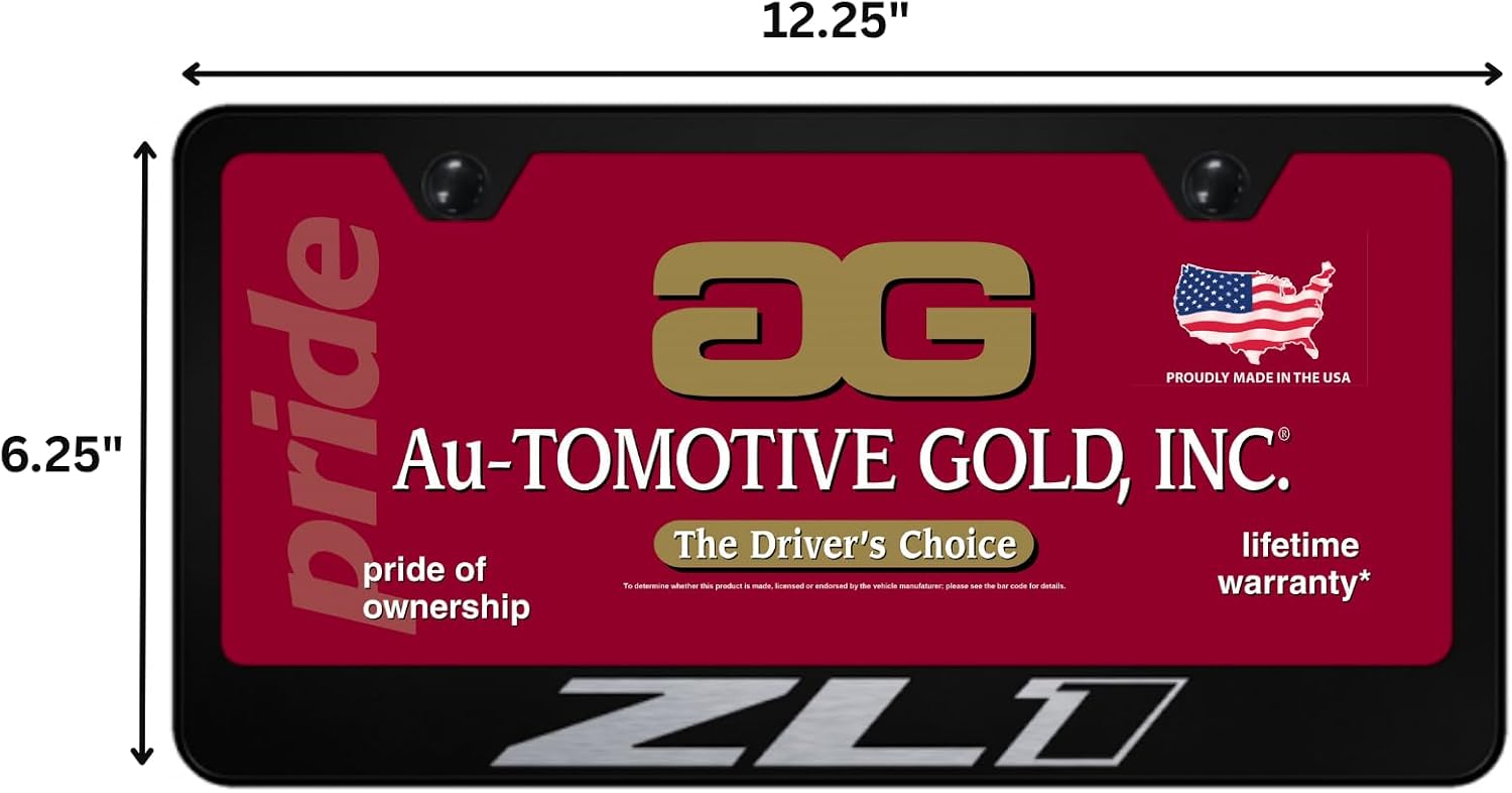 Au-Tomotive Gold, Inc. Officially Licensed Laser Etched Stainless Steel License Frame for Chevrolet ZL1 (Black)