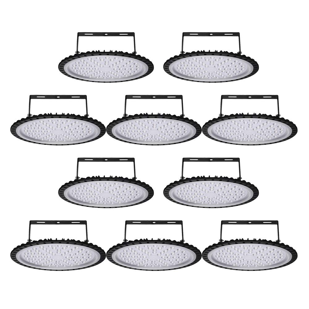 Viugreum 10 Pack 500W UFO LED High Bay Light 50000LM 6500K Daylight White Ultra Thin LED Warehouse Lighting