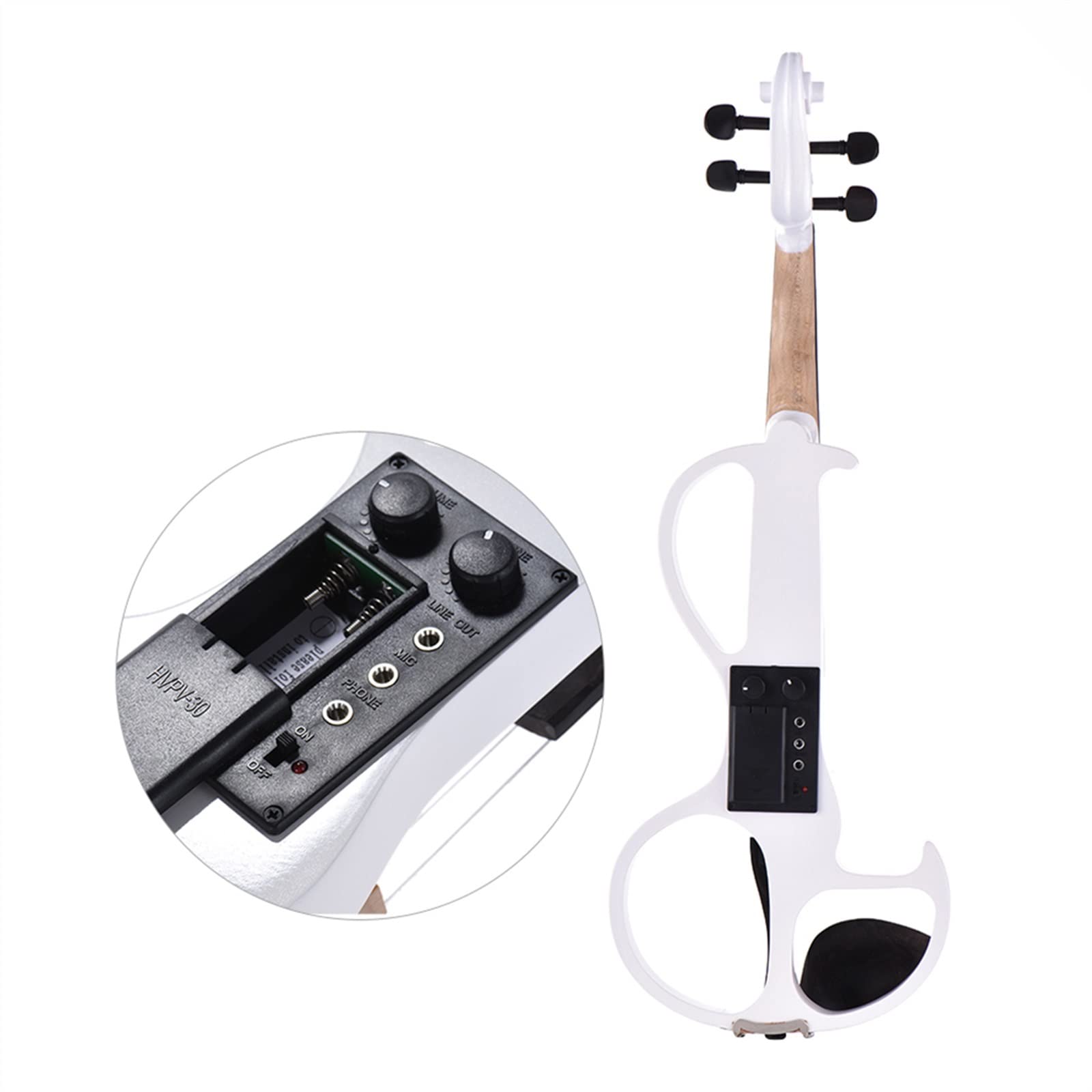 Violine Anfänger 4/4 Full Size Electric Violin Fiddle Set Solidwood Body Ebenholzbeschläge W/Brasilholz + Kolophonium + Audiokabel + Koffer