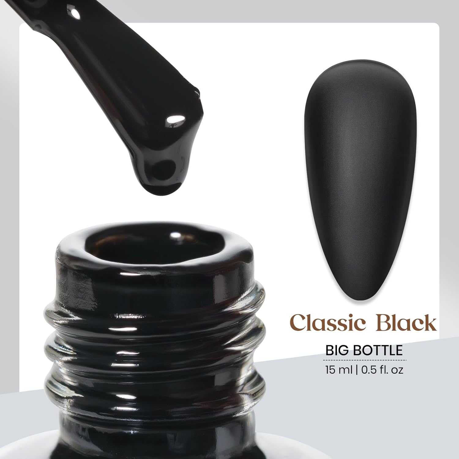 MIZHSE Matte Black Nail Polish, Quick Dry Velvet Black Nail Polish, Non-Gel Air Drying Fast 15 ml Regular Glossy Shiny Finish Nail Lacquer, Full Coverage Nail Art Manicure DIY Home - Image 3