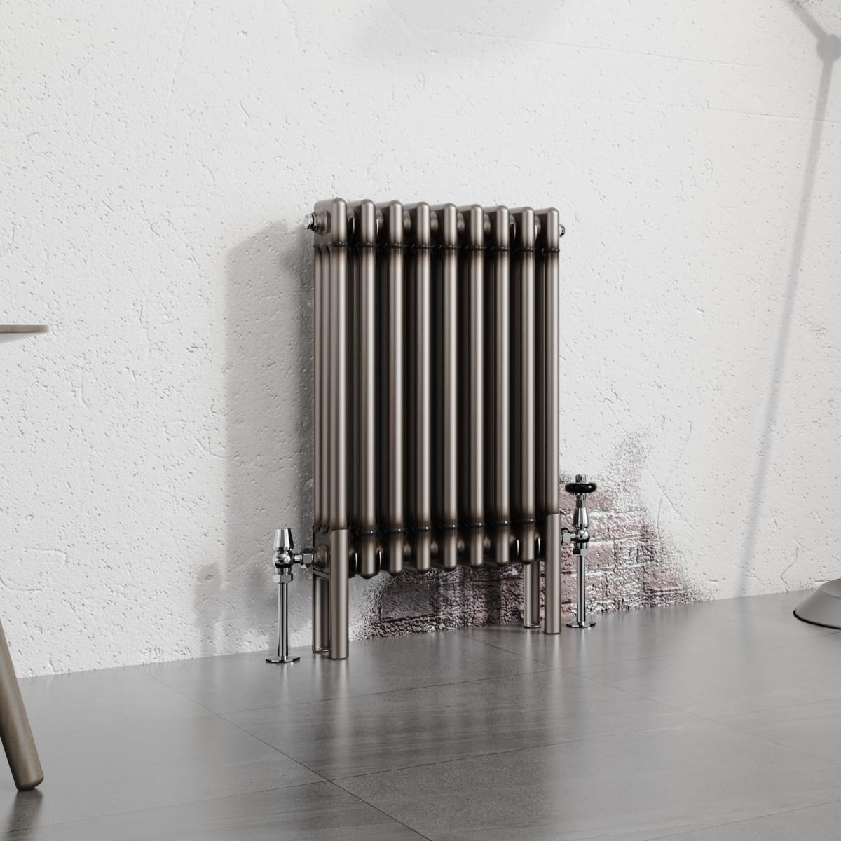 Warmehaus Raw Metal 600X427mm Horizontal 3 Column Radiator Traditional Cast Iron Style Bathroom Radiator Central Heating