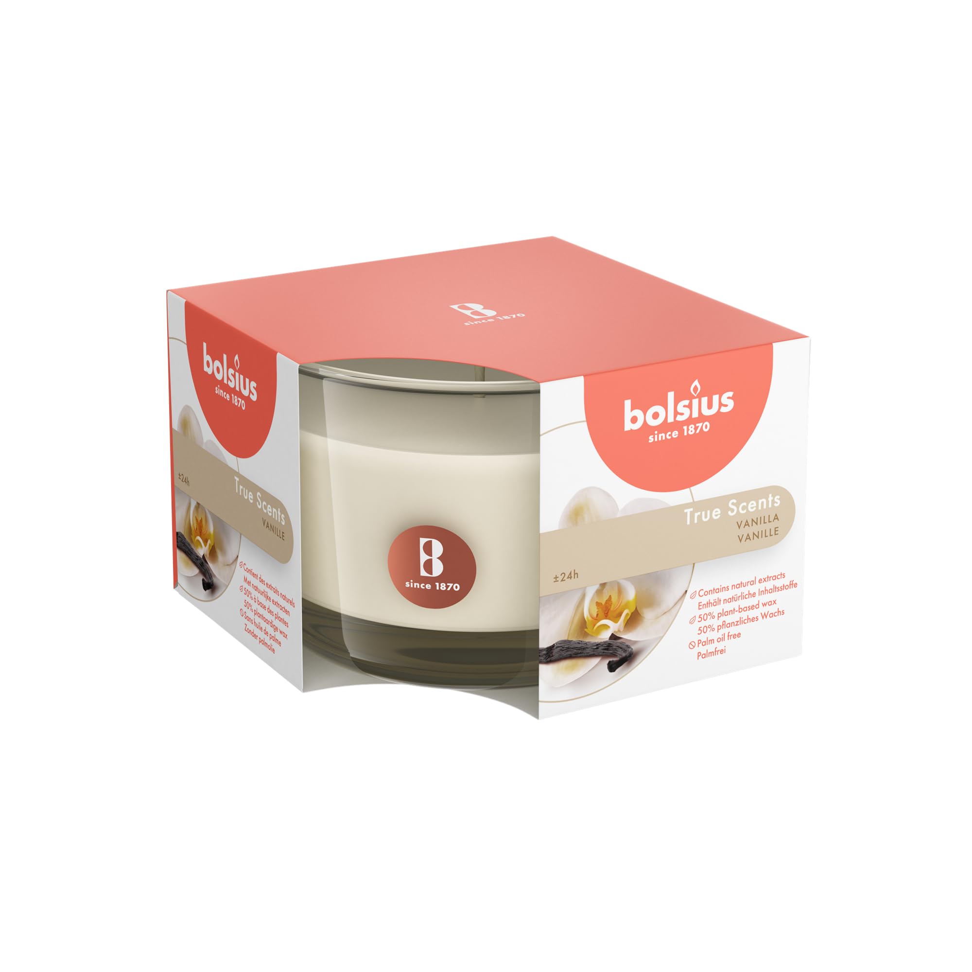Bolsius True Scents Vanilla Candle in Glass Scented Medium