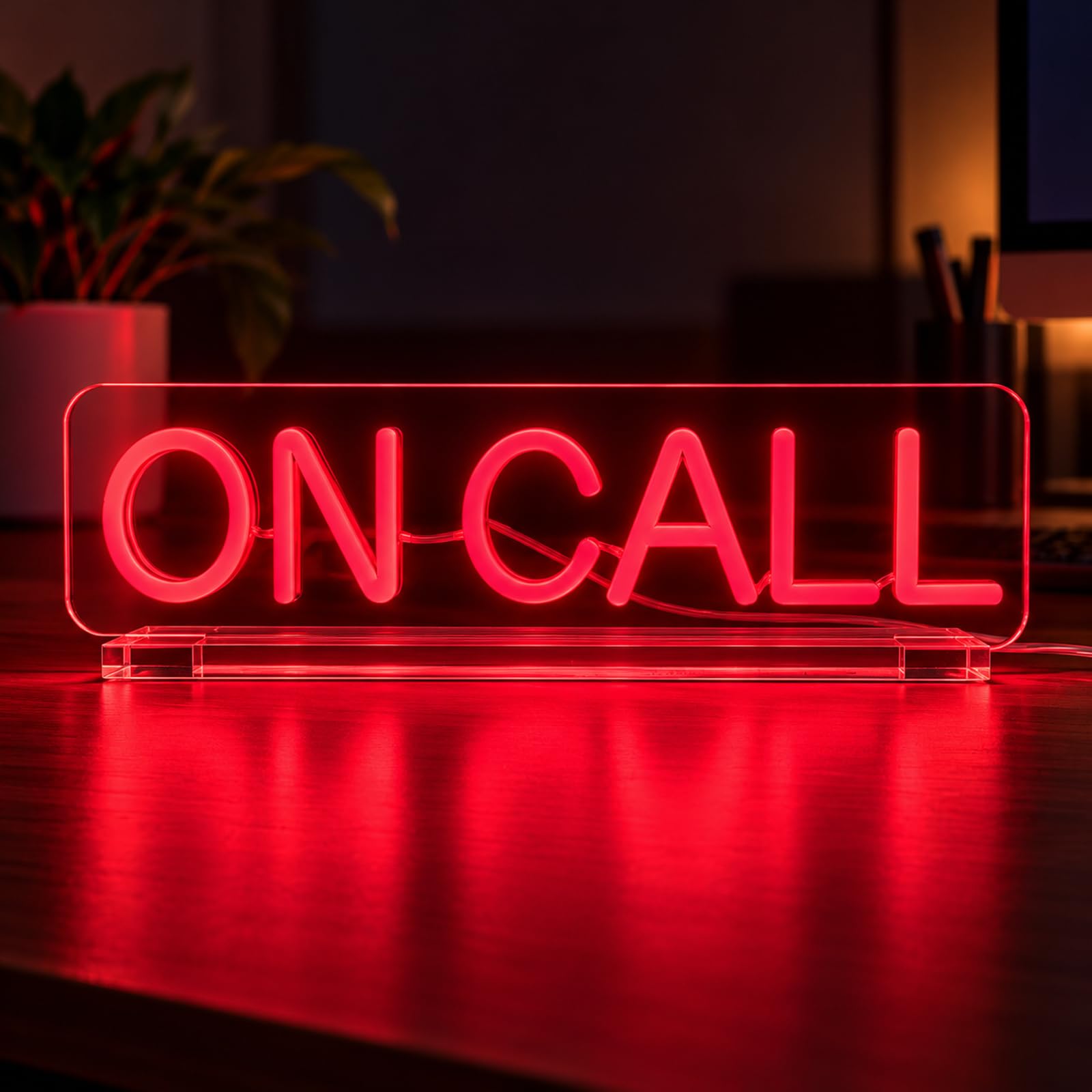 Remote Work Essential, Zoom Meeting, Office Desk, Podcast Studio, Focus Mode, Acrylic Stand, USB Powered, Gift Ready On Call Neon Sign for Office Desk, Video Call Light, Do Not Disturb Sign