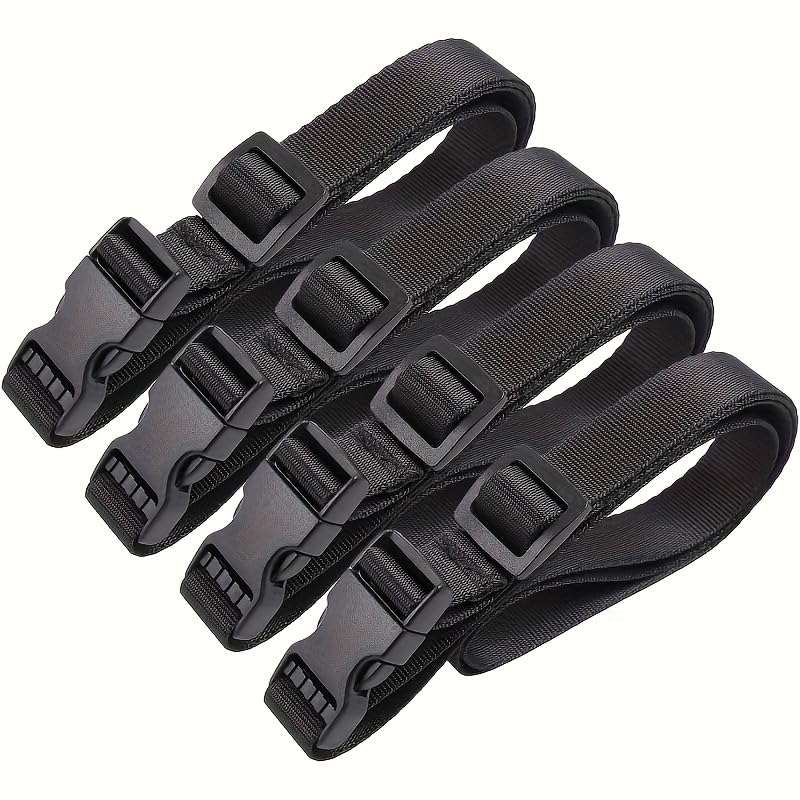 4 unidades de cintas utilitárias com fivela de liberação rápida, acessório de nylon para mochila e saco de dormir, ajustável para caminhadas, viagens e atividades ao ar livre