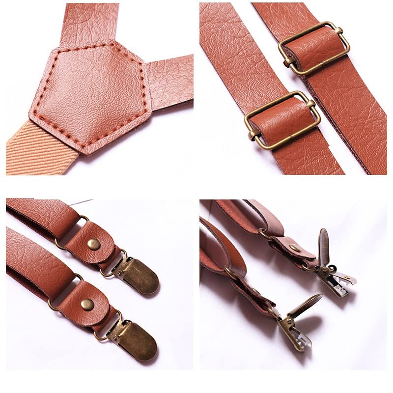 Bretelle in viscosa fantasia vintage, elastico vinaccia, papillon wenge - GIGETTO 1910 - Papillon legno e accessori moda - 100% Personalizzabile