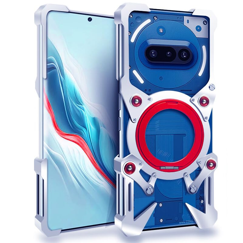 etui kompatybilne z telefonem Nothing (2) (kolor: SREBRNY) Magnetyczny aluminiowy metalowy stojak bez oprawek tylna obudowa
