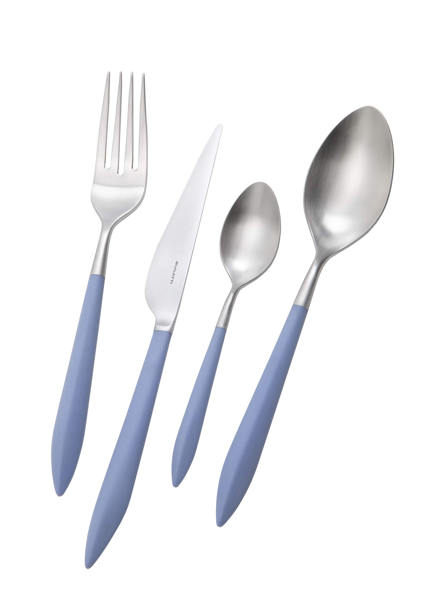 Couverts 6 personnes Bugatti Ares bleu pour des tables estivales et chics
