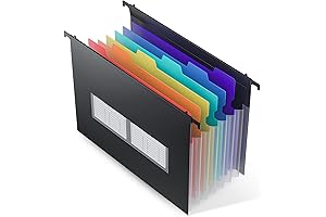ThinkTex Plastic Expanding Hanging File Folders, 7 Innovative 1.2" Accordion Pockets