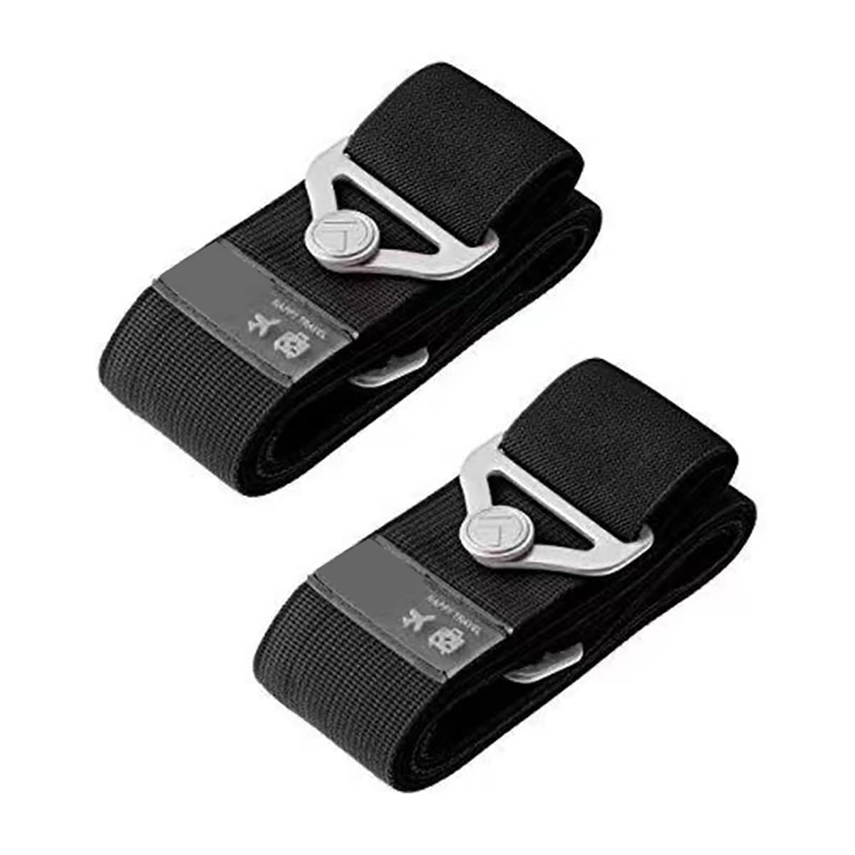 Generic2 Pack Luggage Straps Suitcase Tags Set Silicone Cross Travel Adjustable Belt Bag Closure for Man Women Businessman and Travellers Journey Accessories (Black)