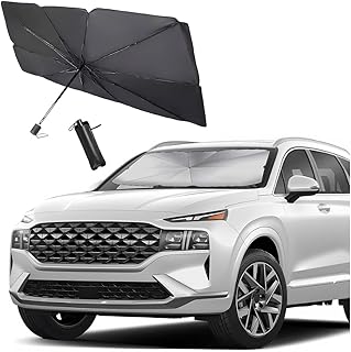 Moly Magnolia Windshield Sunshade Umbrella, Car Front Window Visor Blocks UV Rays, Folding Heat Protection Auto Sun Shield Cover, Windscreen Shade Universal for Most Sedans, Truck, SUV (53" x31”)