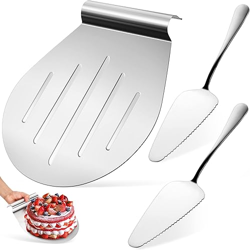 1 elevador de pizza con 2 servidores de postres de acero inoxidable, espátula, servidor de tartas, herramientas para servir pasteles de boda, palas