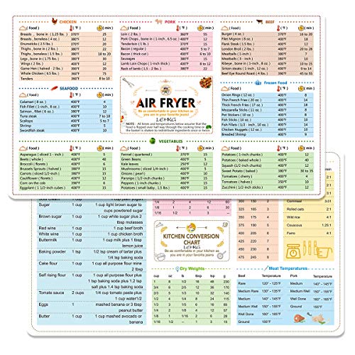 LEHKG Air Fryer Accessories Magnetic Cheat Sheet, Cooking Times Temperature Quick Reference Guide