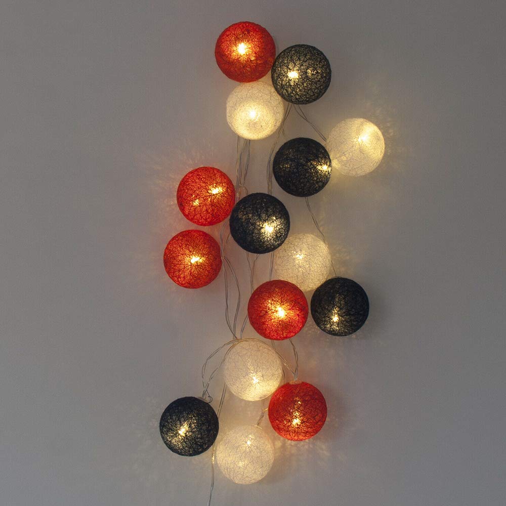 Romantic LED Cotton Ball String Lights, DOTBUY Xmas Fairy Lights Christmas Decoration Battery Operated for Indoor outdoor Holiday Party Decor Garlands (Romantic red,4.8M/30LED)