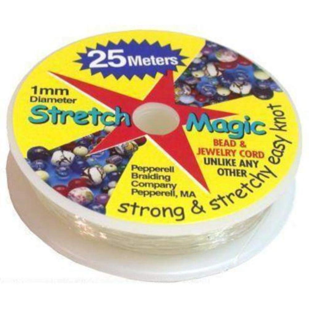 Stretch Magic Bead & Jewelry Cord - Strong & Stretchy, Easy to Knot - Clear Color - 1mm diameter - 25-meter (82 ft) spool - Elastic String for making beaded jewelry