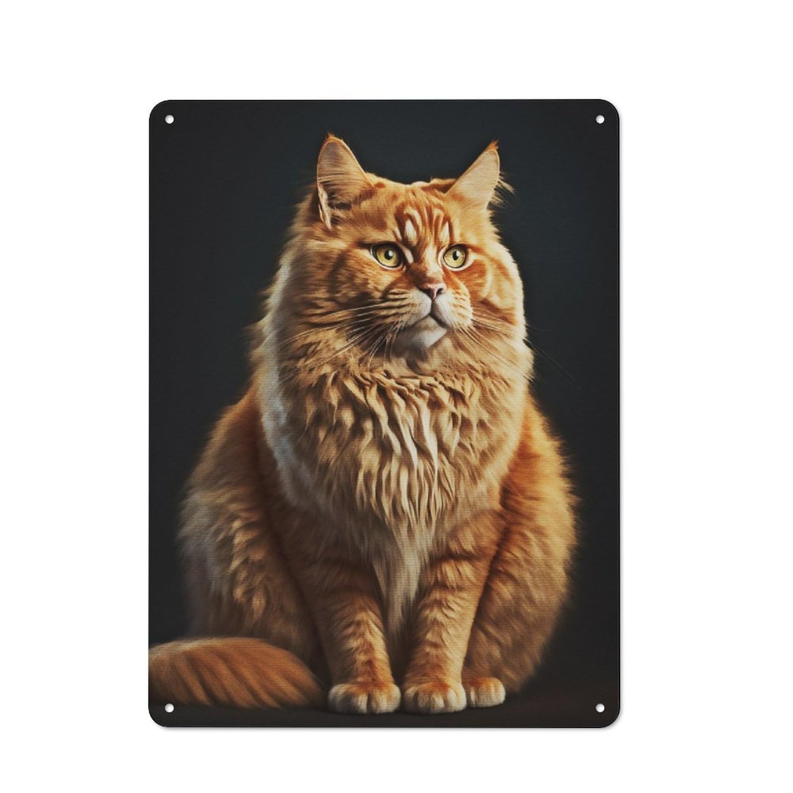 Junmoney Cat Posing For Camera Rustic Metal Sign 40X30cm, Barn Style Farmhouse Wall Decor For Kitchen, Cottage, Porch Or Garden Room