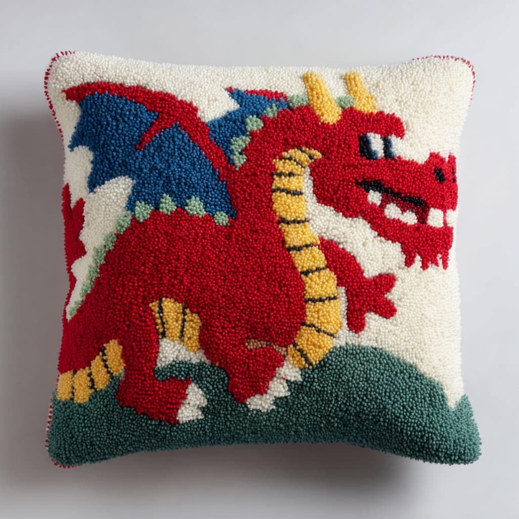 AxiangziK Latch Hook Pillow Kit 17x17in,Cartoon Dragon