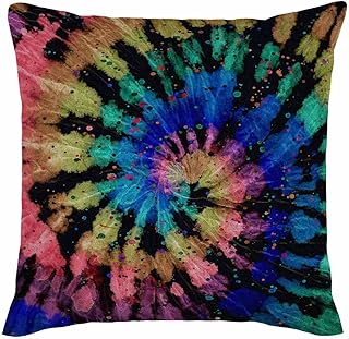 Tie Dye Throw Pillow Cover Multicolor Ink Textured Print Hippie Boho Wat...