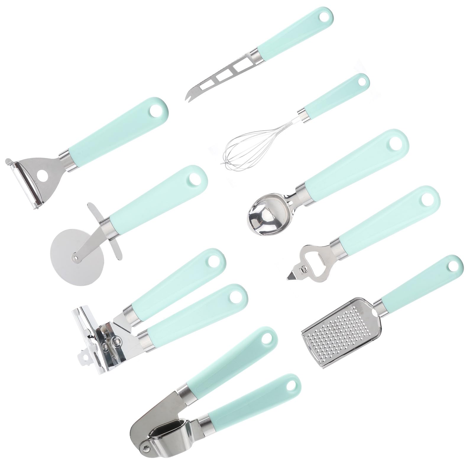 Zerodeko Set Mestoli Silicone, Set Utensili Cucina da Forno 9 Pezzi, Manico in Plastica, Acciaio Inox, per Cucina e Pasticceria