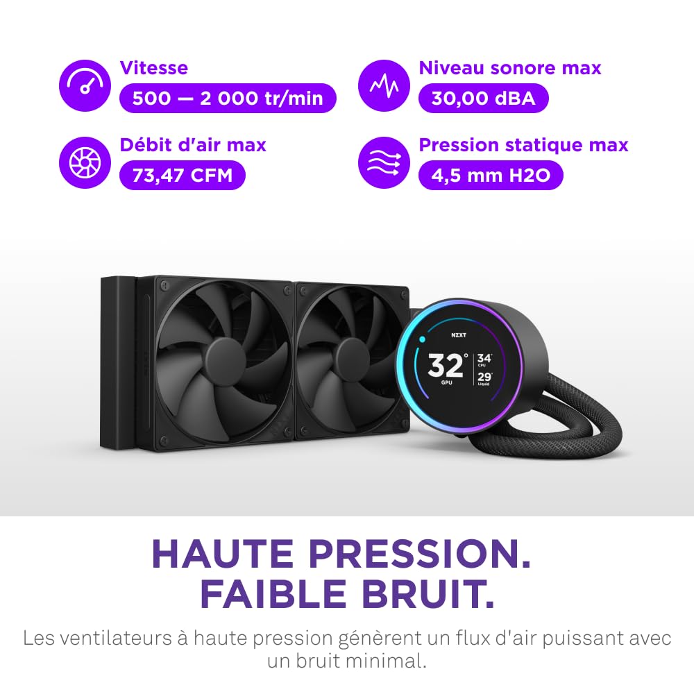 NZXT Kraken Elite 240 - Refroidisseur CPU AIO 240mm, LCD - Noir