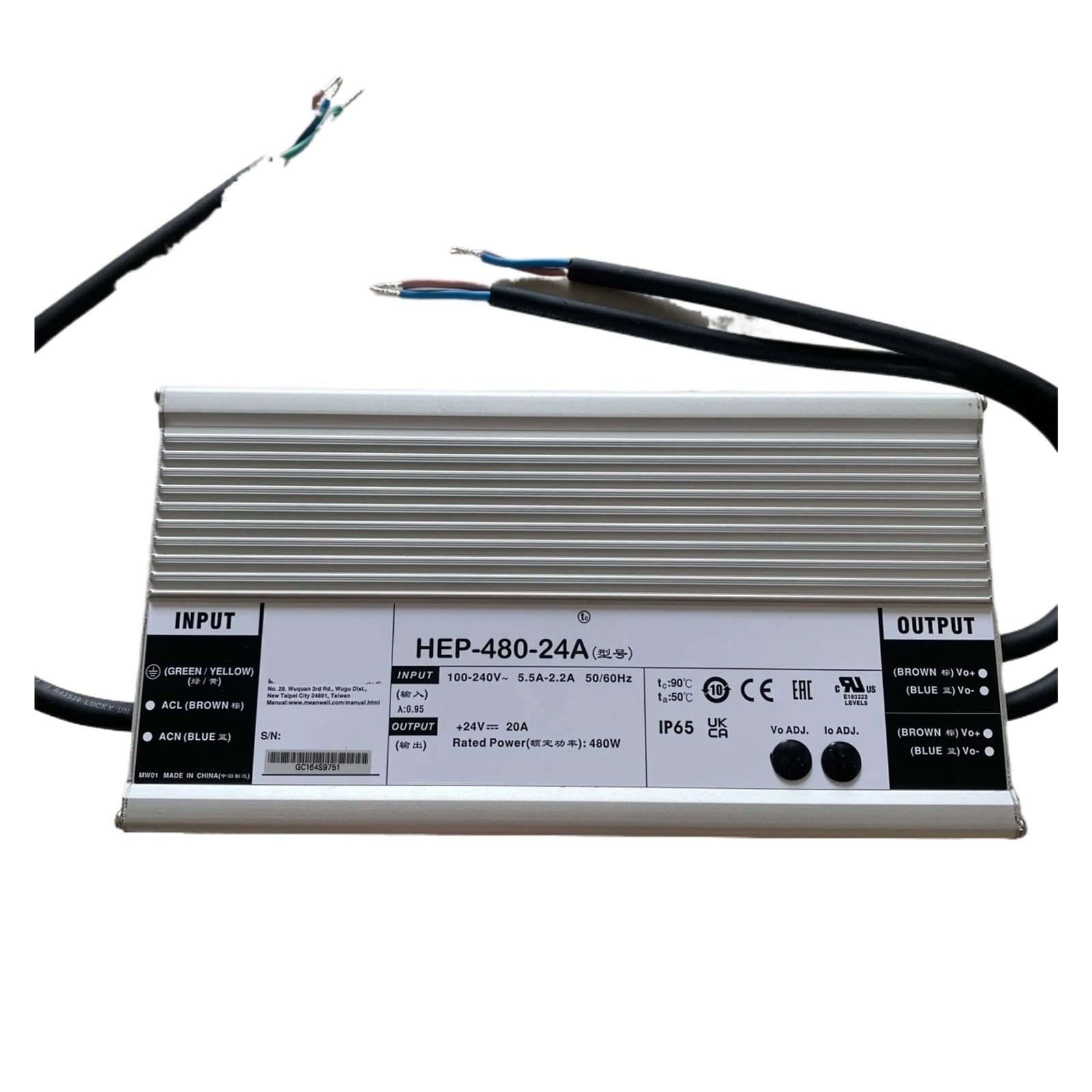 Alimentation à découpage HEP-480 24A 480W de haute puissance pour environnements industriels