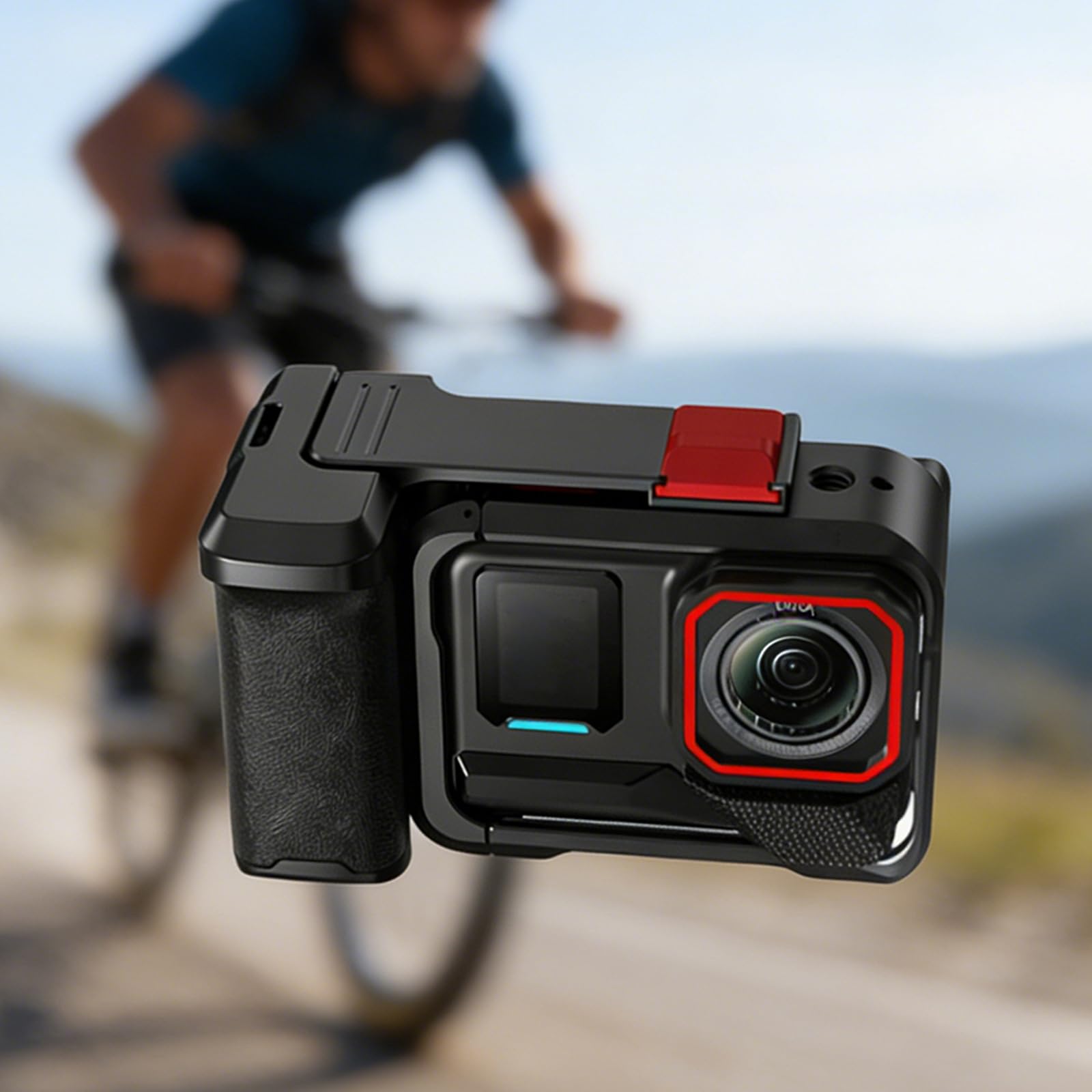 Impugnatura ergonomica antiscivolo per action camera Sgancio rapido per fotografia Maniglia in alluminio stabilizzato con sgancio rapido per vlogging viaggio e riprese