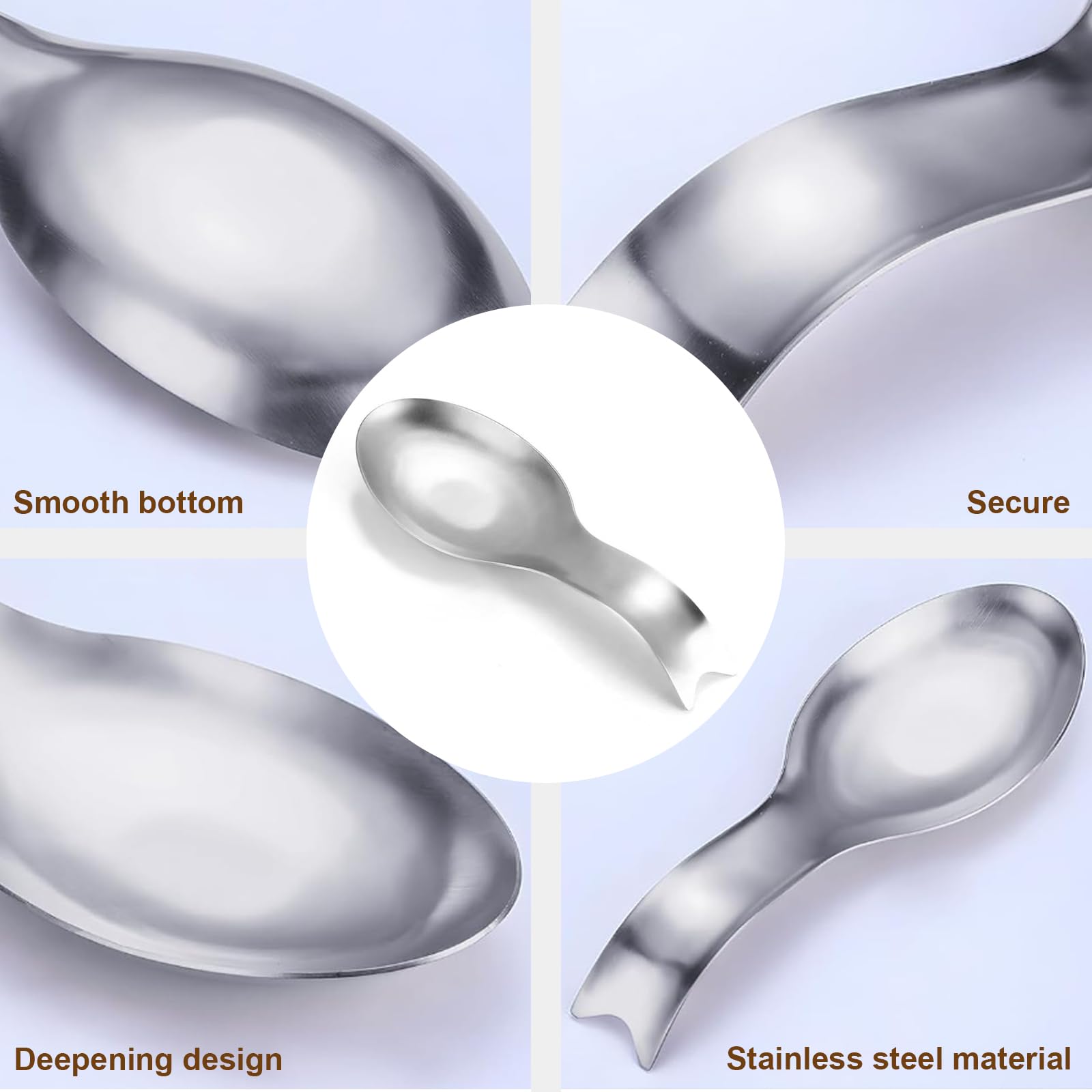 Reposacucharas de acero inoxido para cocina y estufa, soporte grande para utensilios como cucharas, espátulas y cucharones, resistivee al óxido y apto para lavavajillas (plateado)