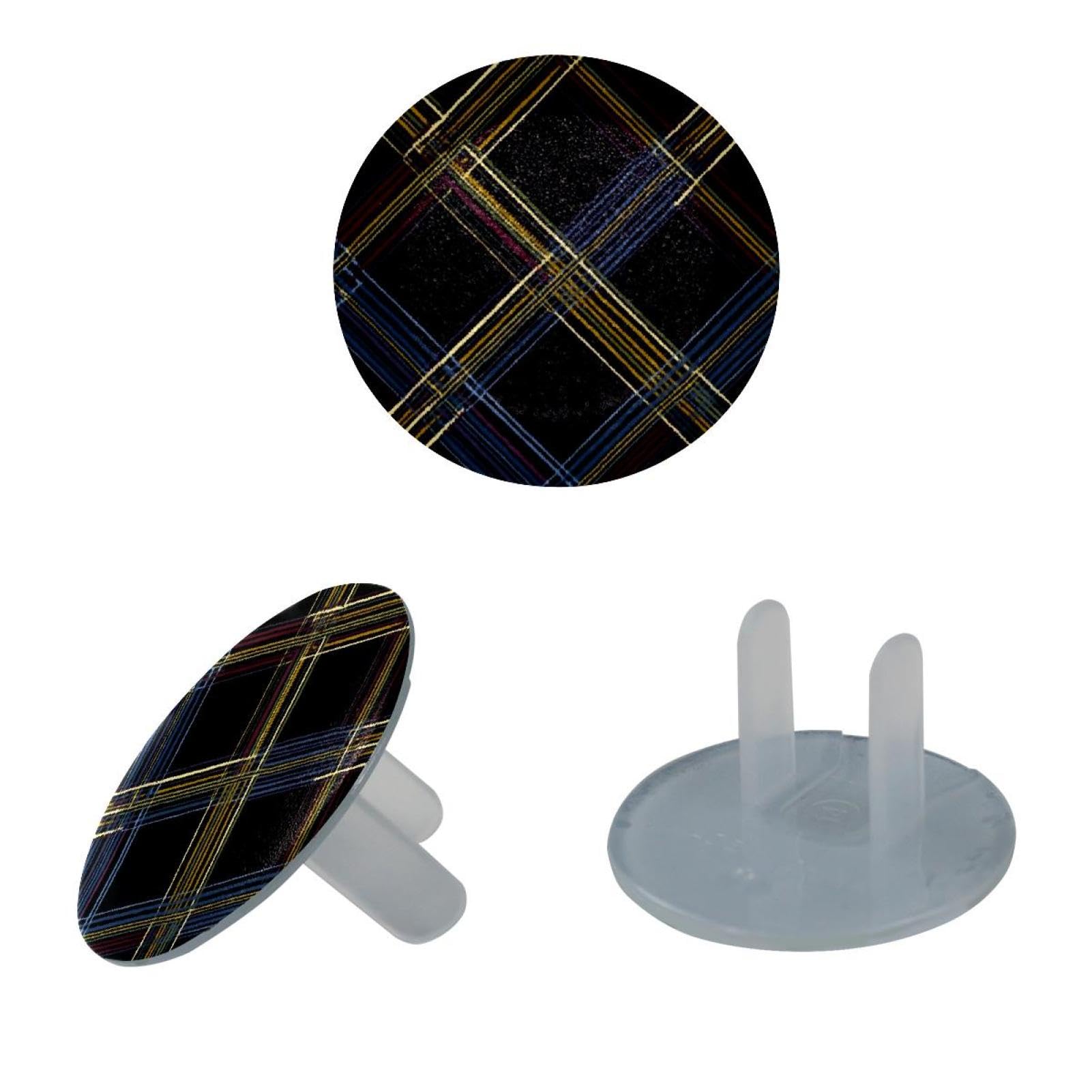 24 Packs Classic Plaid Tartan Child Proof Outlet Covers Electrical Safety Socket Protection Caps for 2-Prong Power Wall Plates