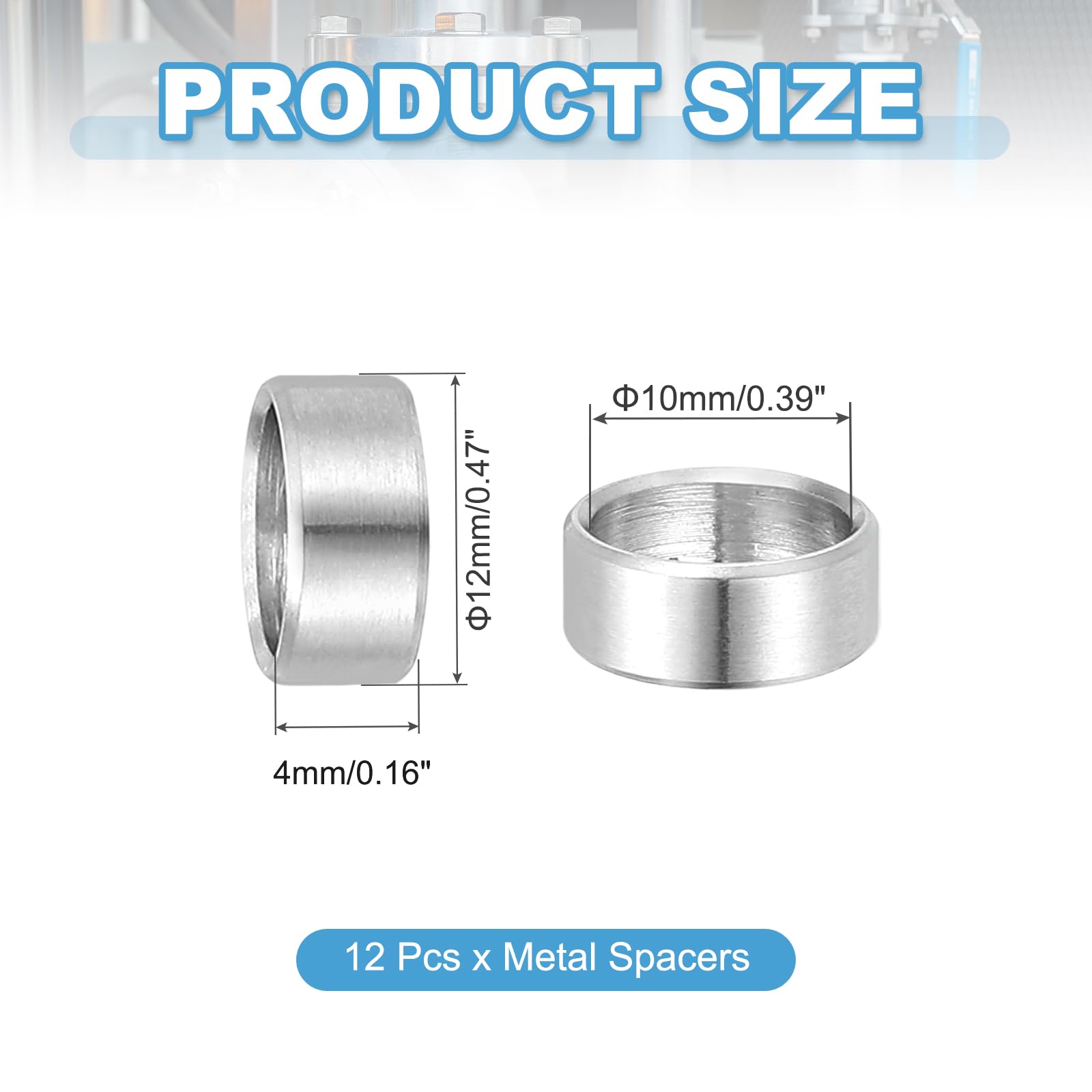 PATIKIL 12 Pcs Stainless Steel Spacers - Image 2
