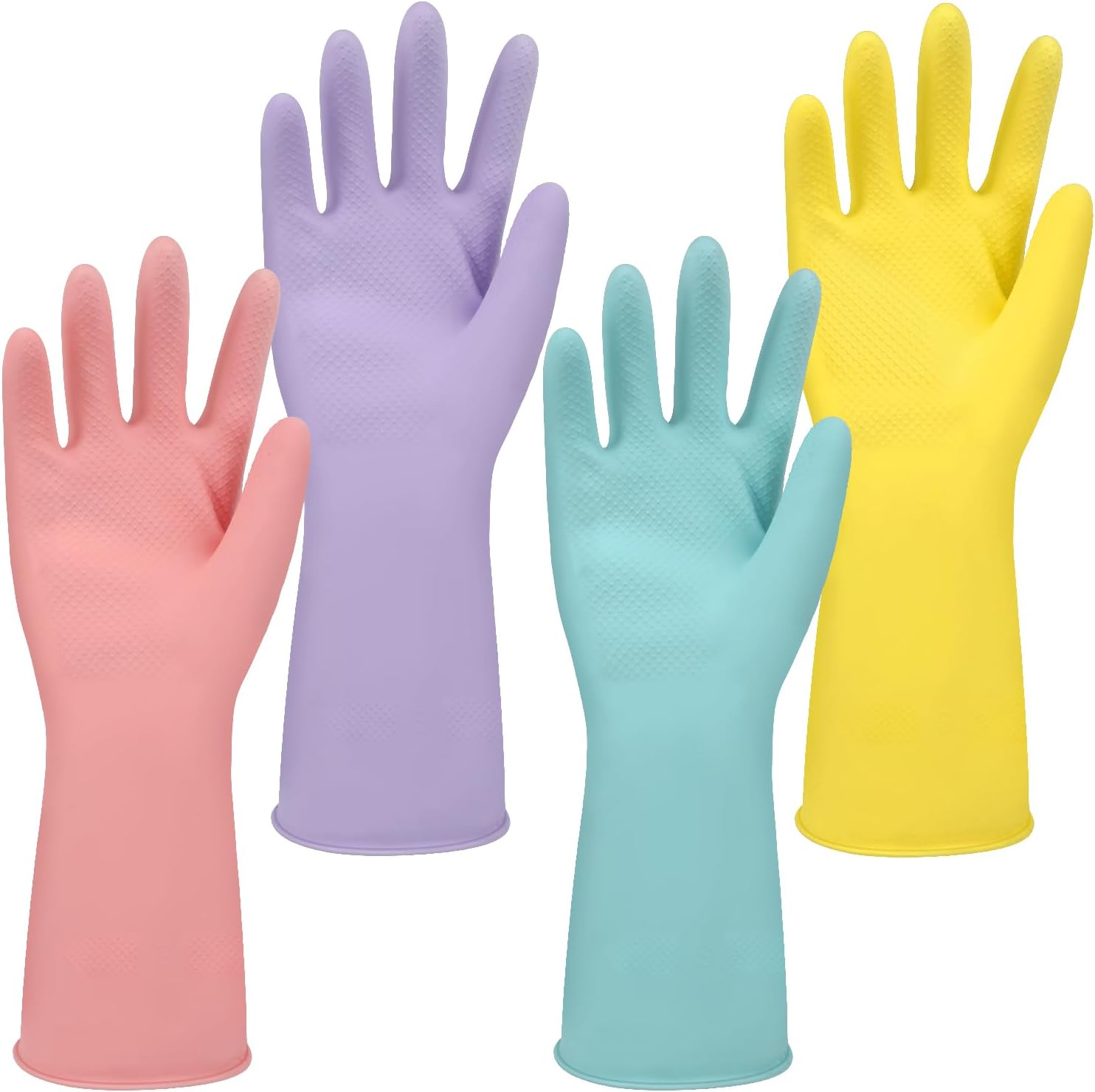 Rubber Cleaning Gloves for Dishwashing, 4 Pairs Reusable Cleaning Gloves for Washing Dishes and Cleaning the house