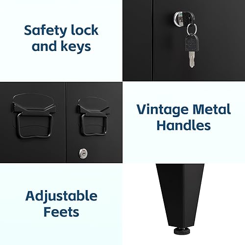 Miniatura 6 de MIIIKO Armario de metal con 2 puertas, aparador de almacenamiento de metal para cocina, despensa, oficina en casa y garaje