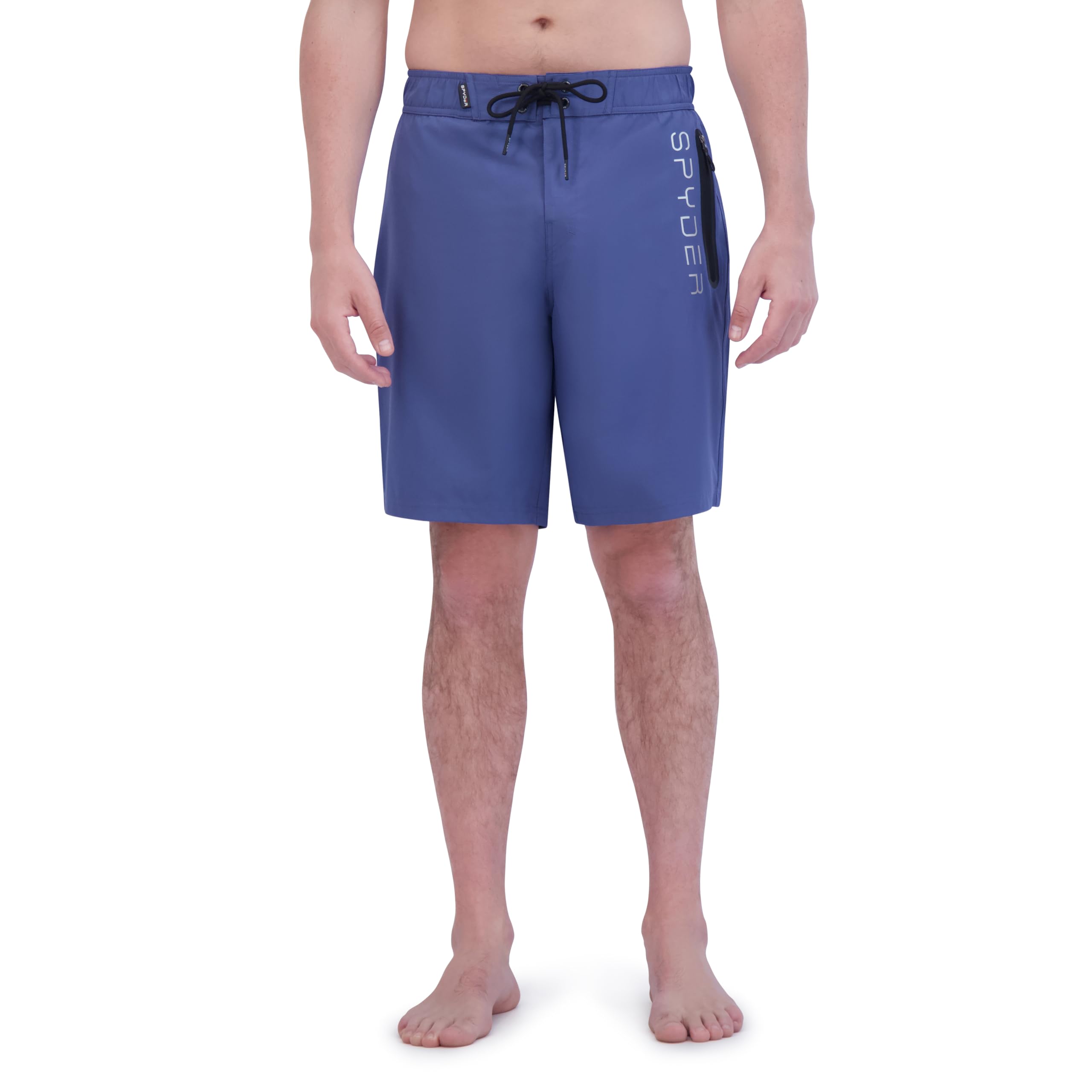 Spyder Men's Standard Swim Trunks, Stretch, Quick-Dry, 9” Inseam Board Shorts, UPF+, Pockets, Brief Liner, Blue Grey, Blue Grey, XXL