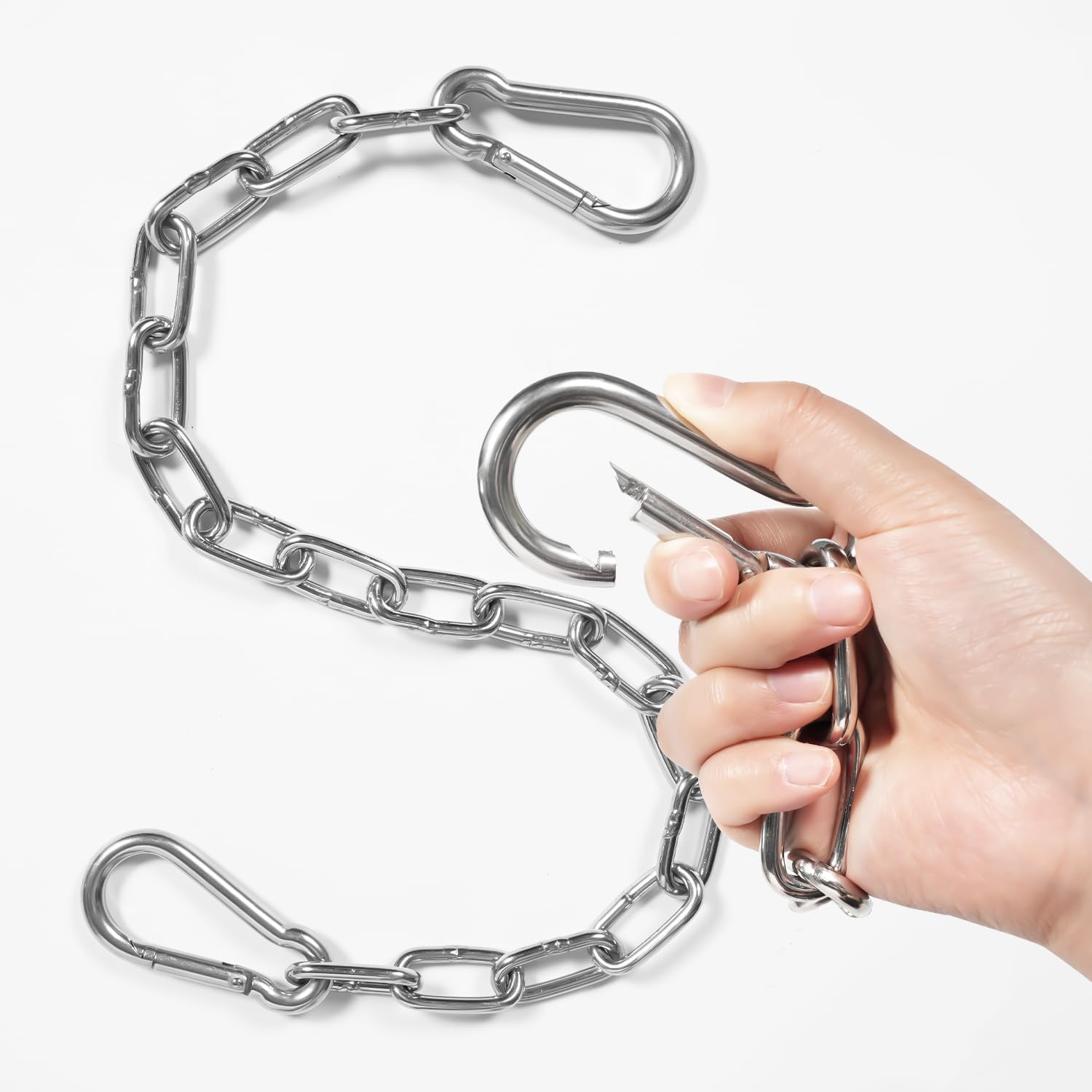 KOMUSMO 2 Pack Hanging Chair Chain with 4 Carabiners, 26in Stainless Steel Heavy Duty, 440LB Capacity, Playground Swing Set Hanging Kits Hardware for Hammock Swing Punching Bags Sandbag Boxing 6 61lwX165a+L. AC SL1500