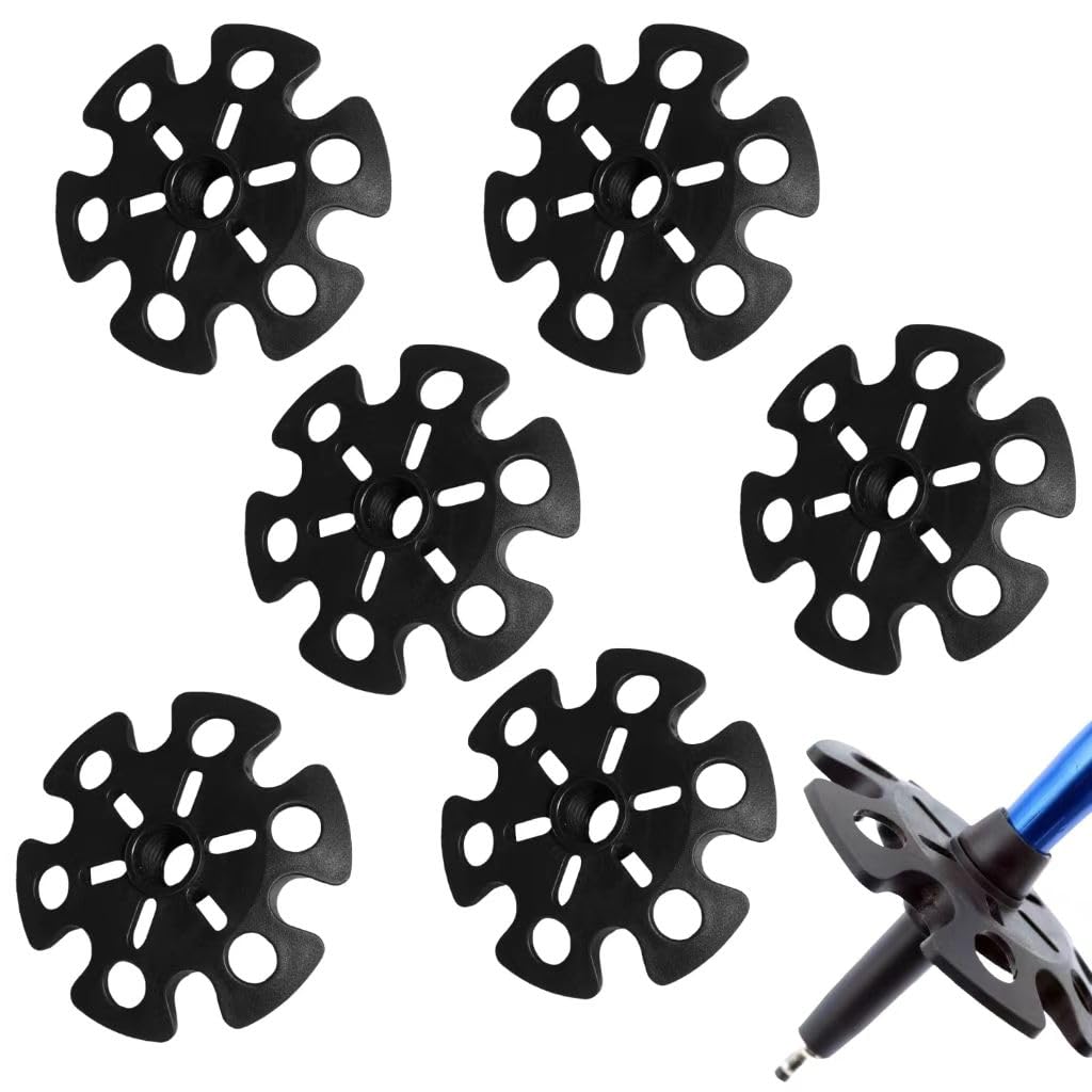 6 pcs Removable Mud Ski Basket Trekking Pole Snowflake Basket,Removable Mud Ski Basket Replacement Accessory for Hiking Poles