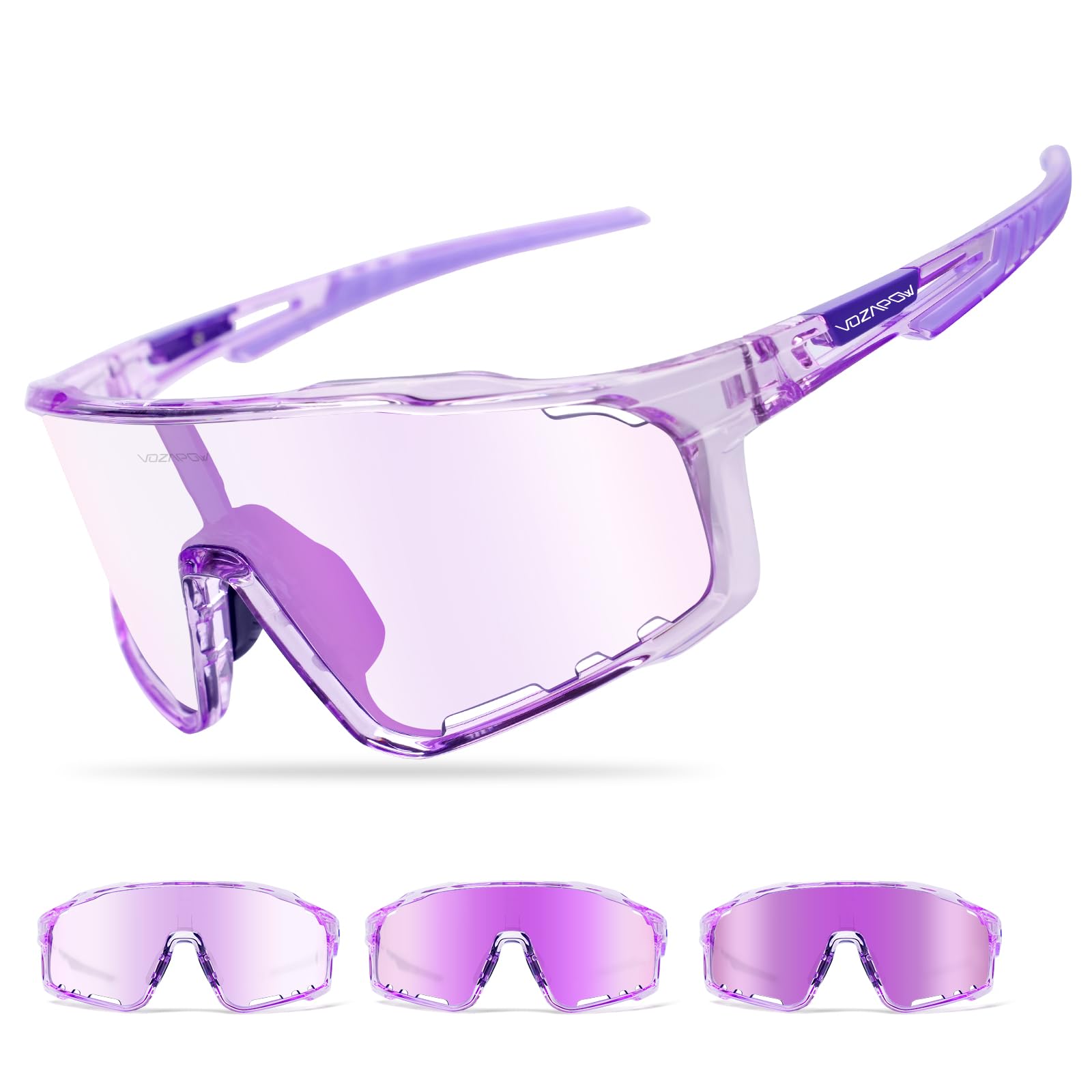 Photochrome Fahrradbrille für Herren und Damen, UV400 Sport-Sonnenbrille für MTB, Reiten, Laufen, Angeln, Baseball