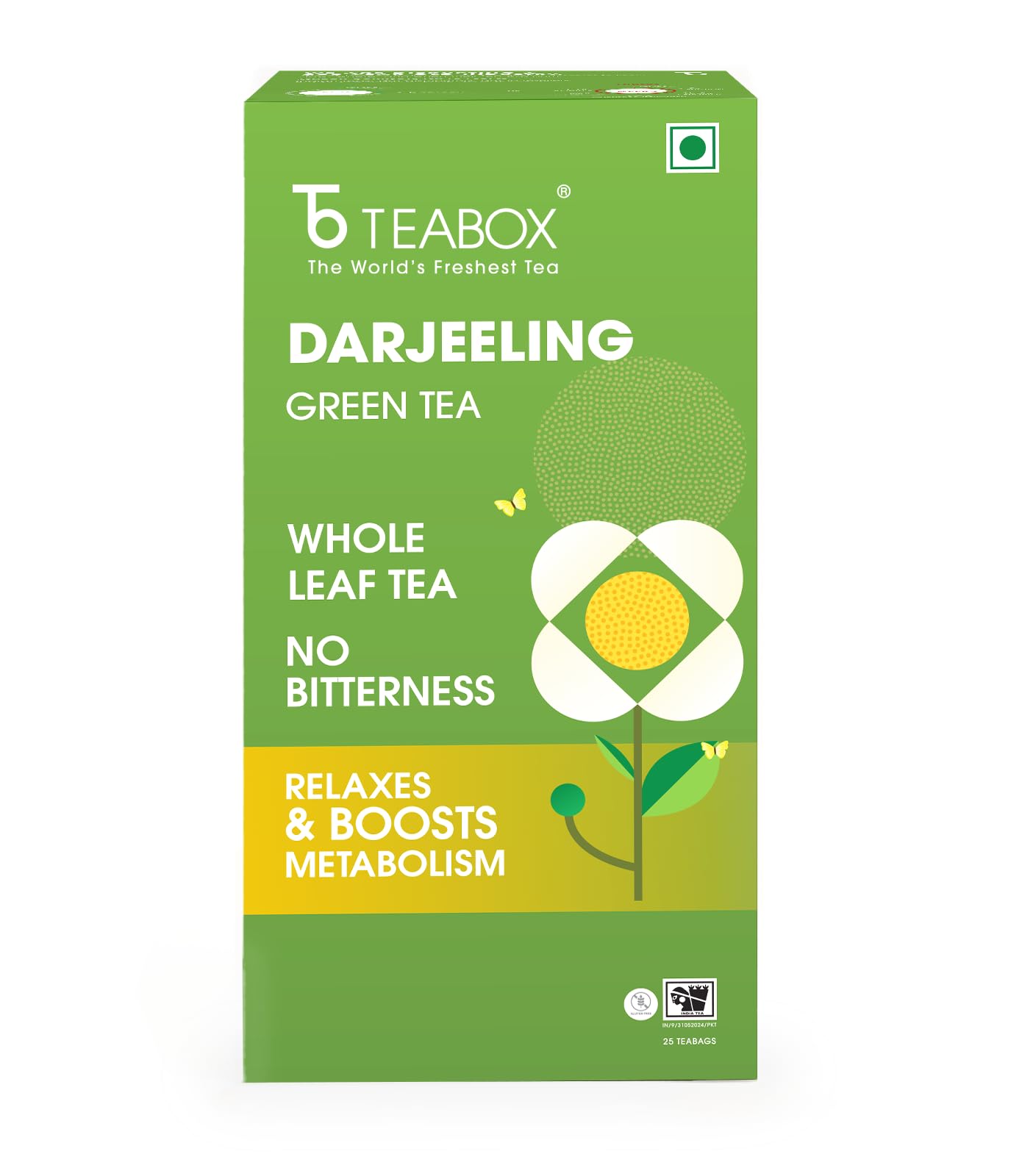 Darjeeling Green Tea | 25 Tea Bags with Whole Leaf Green Tea | Rich in Antioxidants | Smooth and Fresh Flavour | Low Caffeine