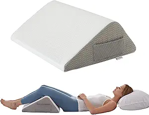 Knee Wedge Pillow, Memory Foam Leg Pillow Bed Wedge for Sleeping, Post Surgery Triangle Pillow Wedge for Knee Support, Leg Elevation, Knees Hip Back Pain Relief (23.6" x 26" x 10", Extra Large, White)
